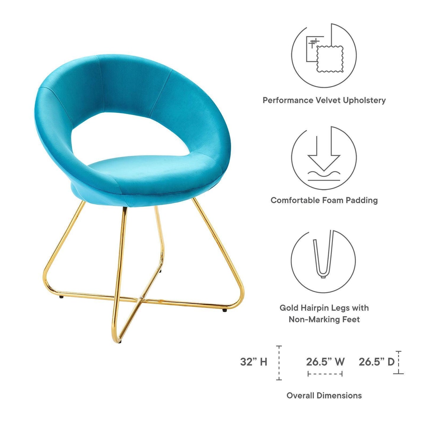 Modway Nouvelle Performance Velvet Dining Chair Set of 2 FredCo