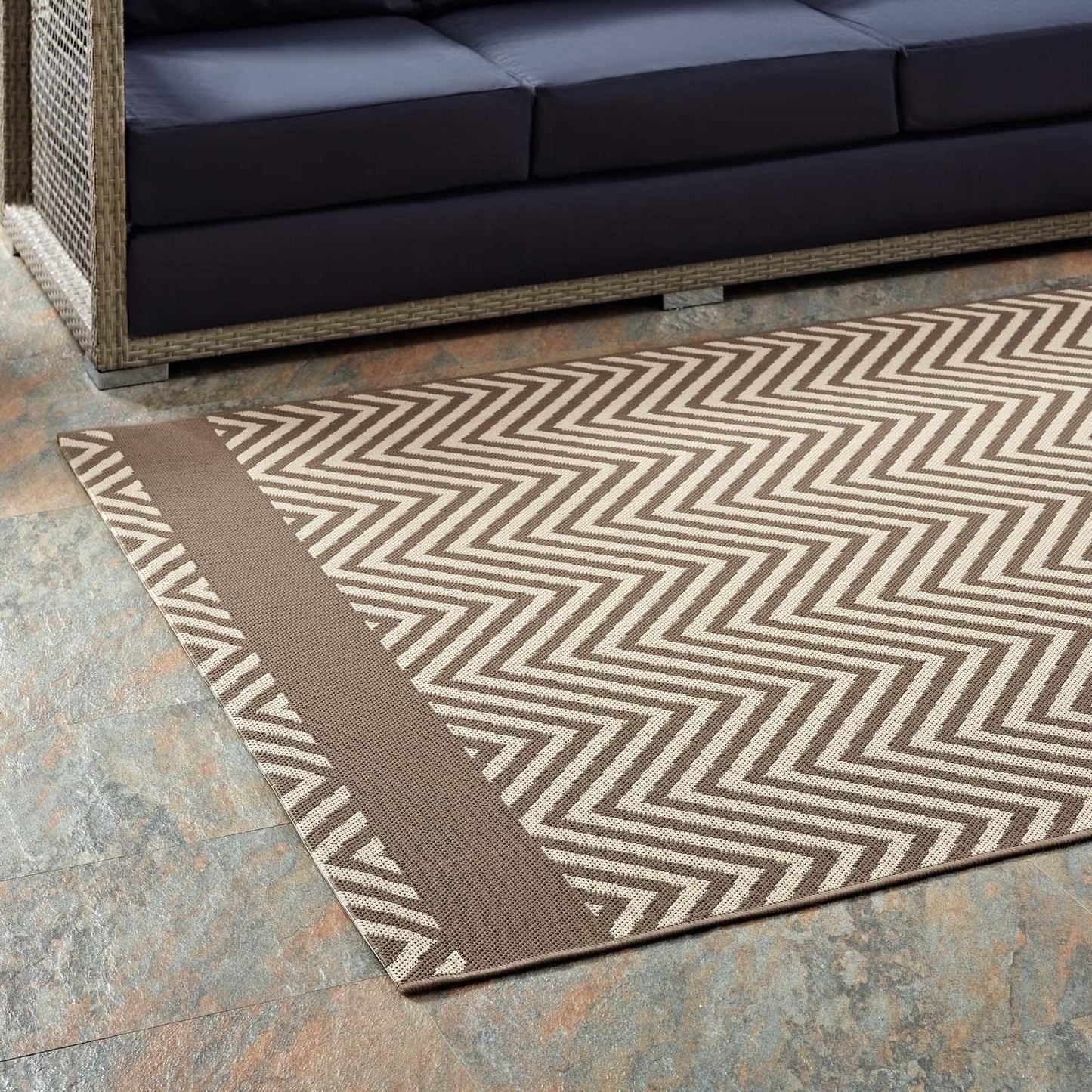 Modway Optica Chevron With End Borders Indoor and Outdoor Area Rug FredCo