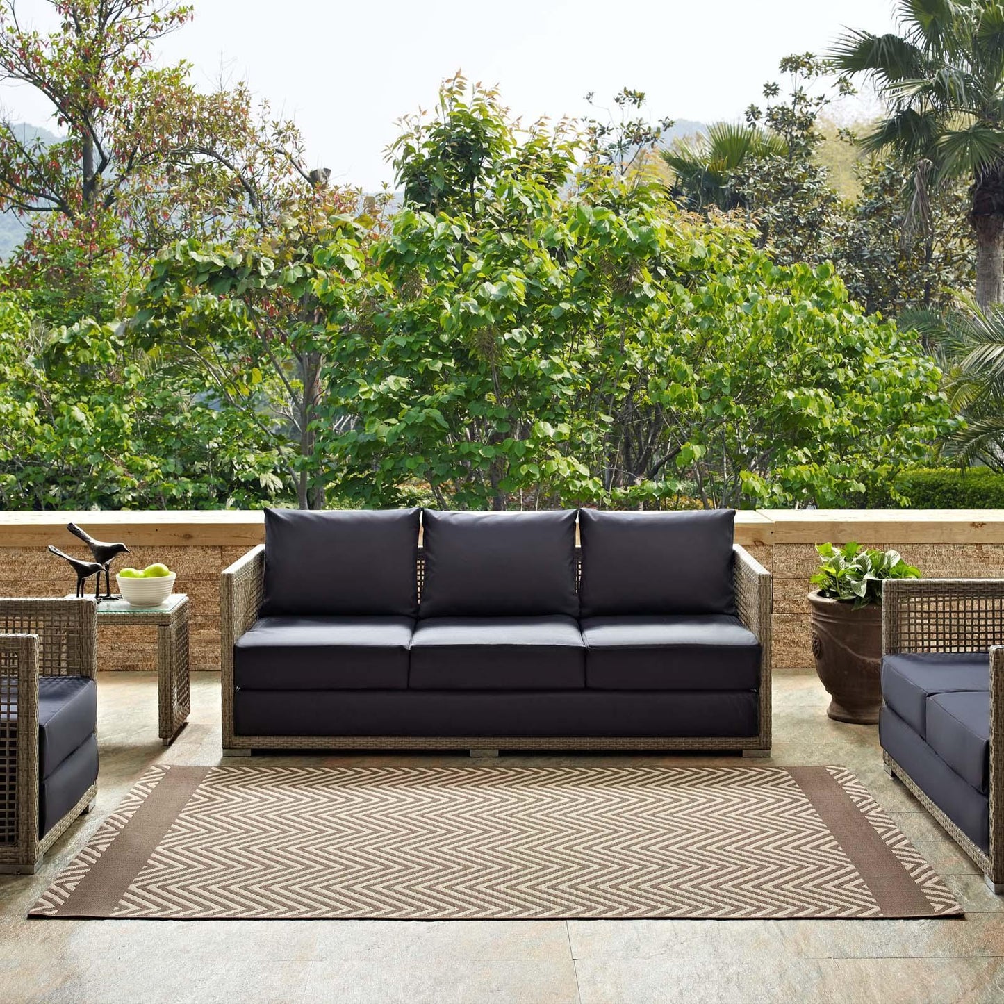 Modway Optica Chevron With End Borders Indoor and Outdoor Area Rug FredCo