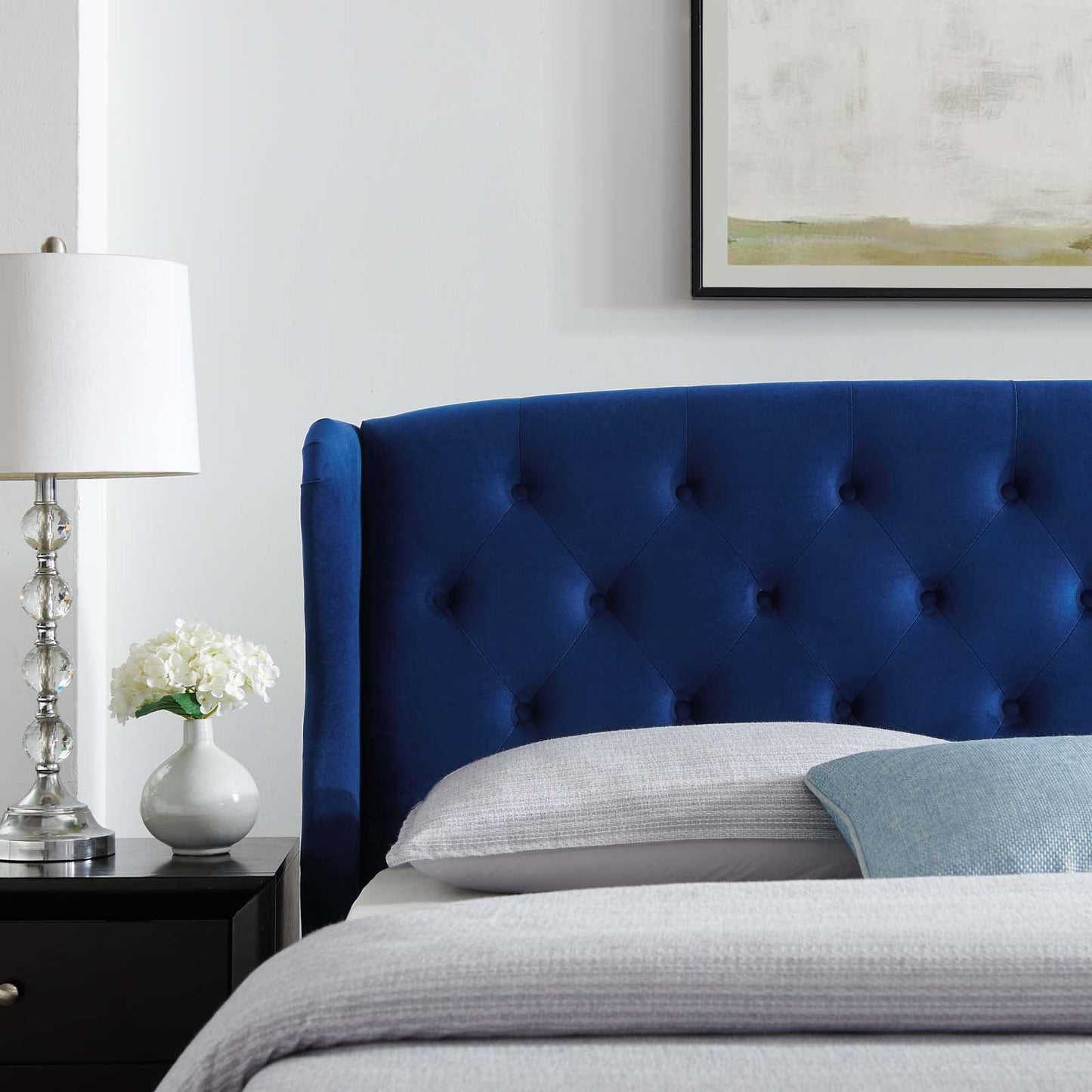 Modway Penelope Tufted Wingback Queen Performance Velvet Platform Bed FredCo