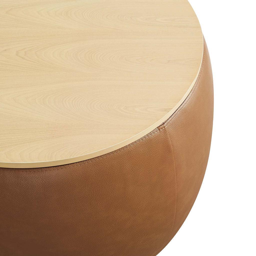 Modway Perla Round Vegan Leather Storage Ottoman FredCo