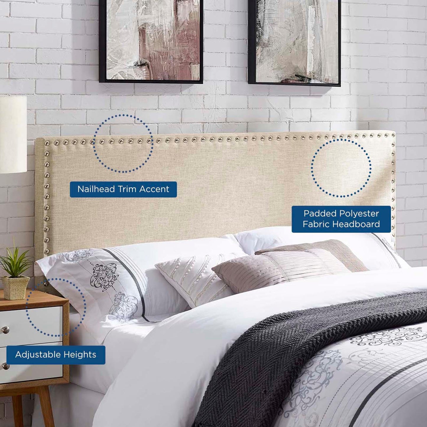 Modway Phoebe Queen Upholstered Fabric Headboard FredCo