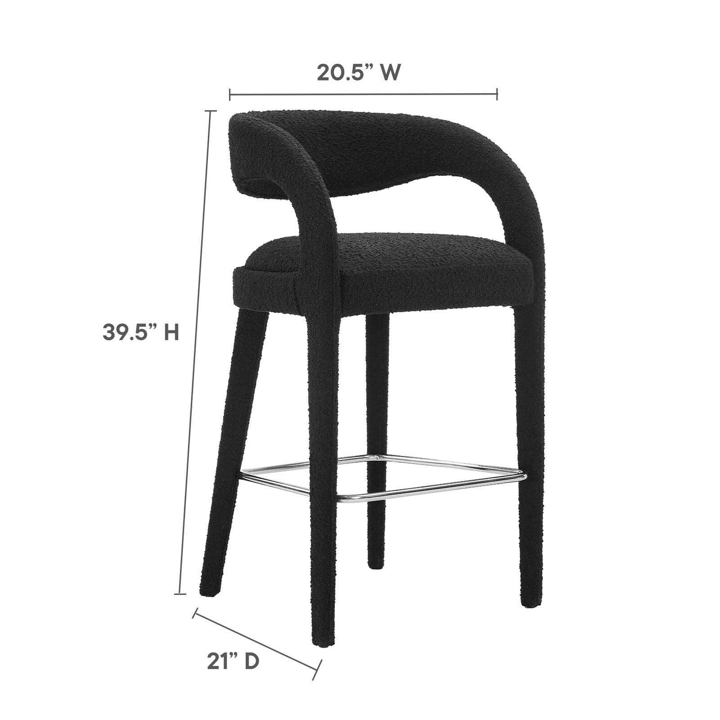 Modway Pinnacle Boucle Upholstered Bar Stool Set of Two, EEI-6568 FredCo