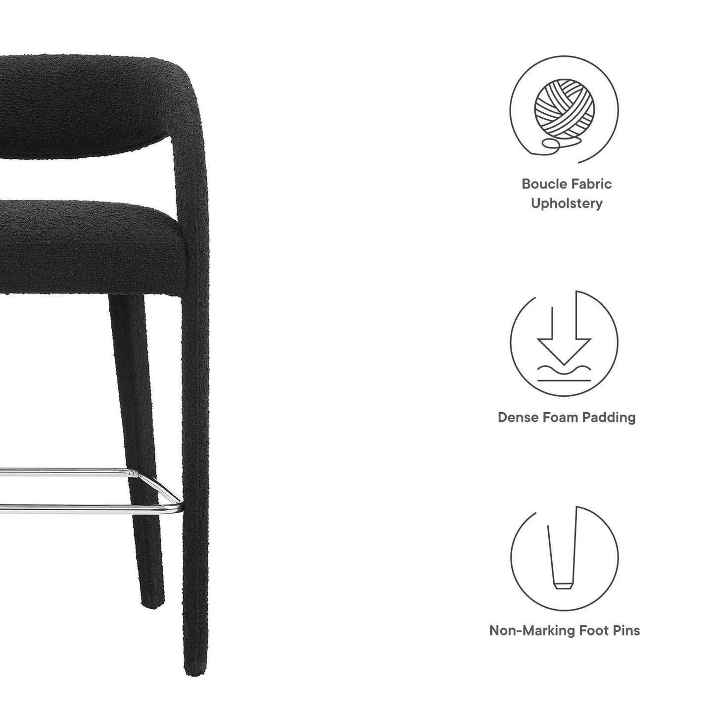 Modway Pinnacle Boucle Upholstered Bar Stool Set of Two, EEI-6568 FredCo
