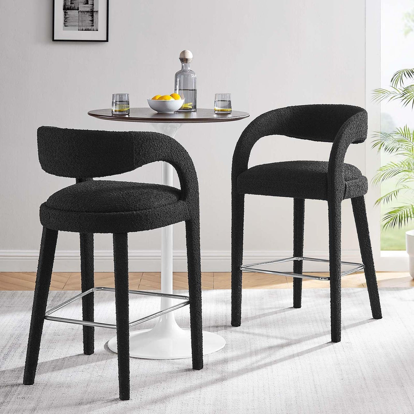 Modway Pinnacle Boucle Upholstered Bar Stool Set of Two, EEI-6568 FredCo