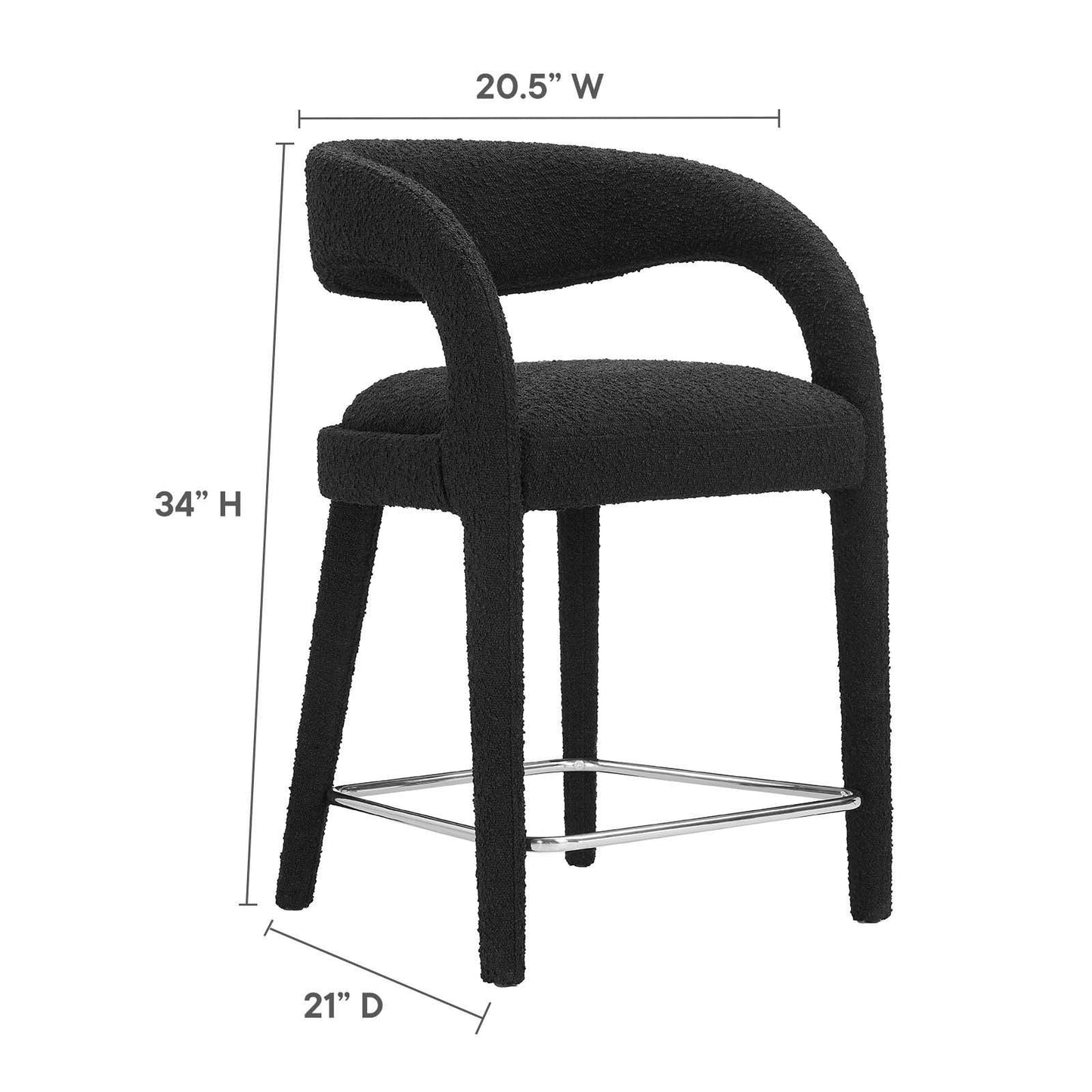 Modway Pinnacle Boucle Upholstered Counter Stool Set of Two, EEI-6565 FredCo