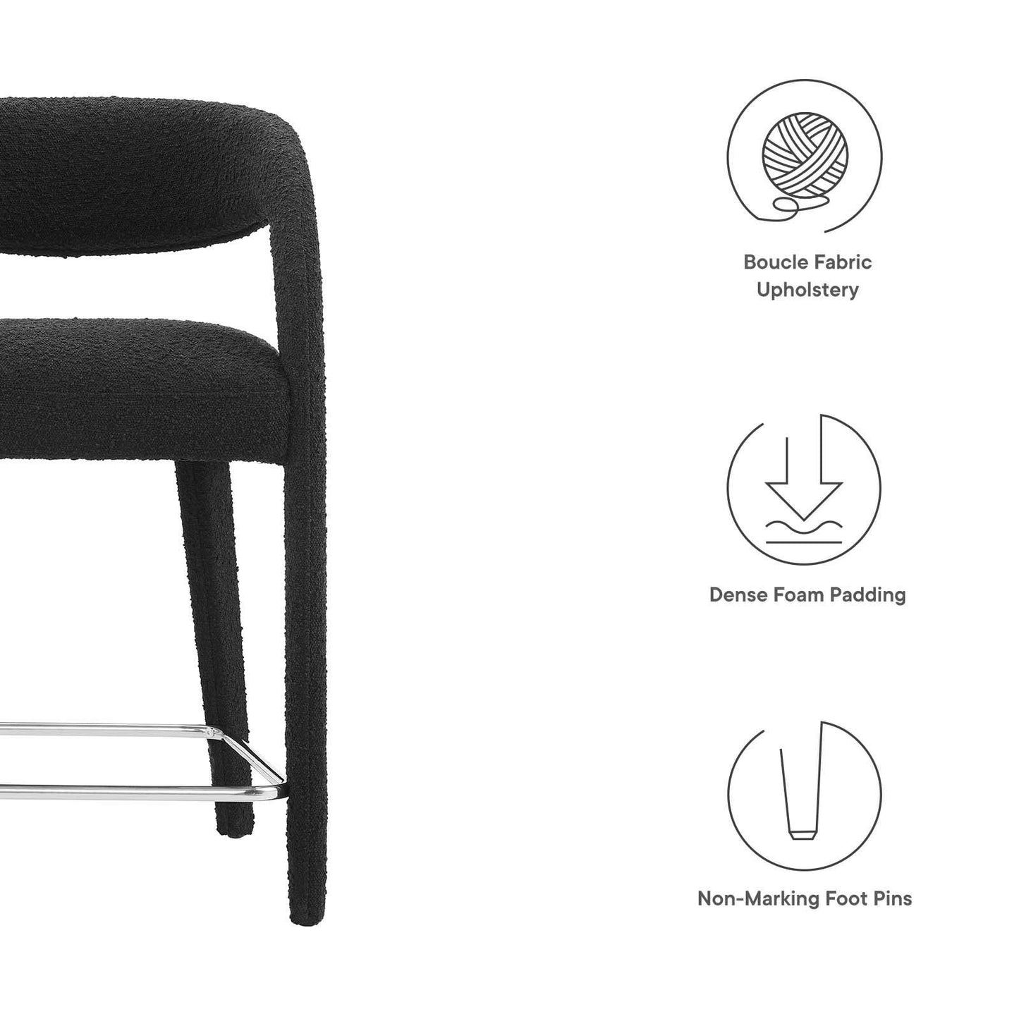 Modway Pinnacle Boucle Upholstered Counter Stool Set of Two, EEI-6565 FredCo