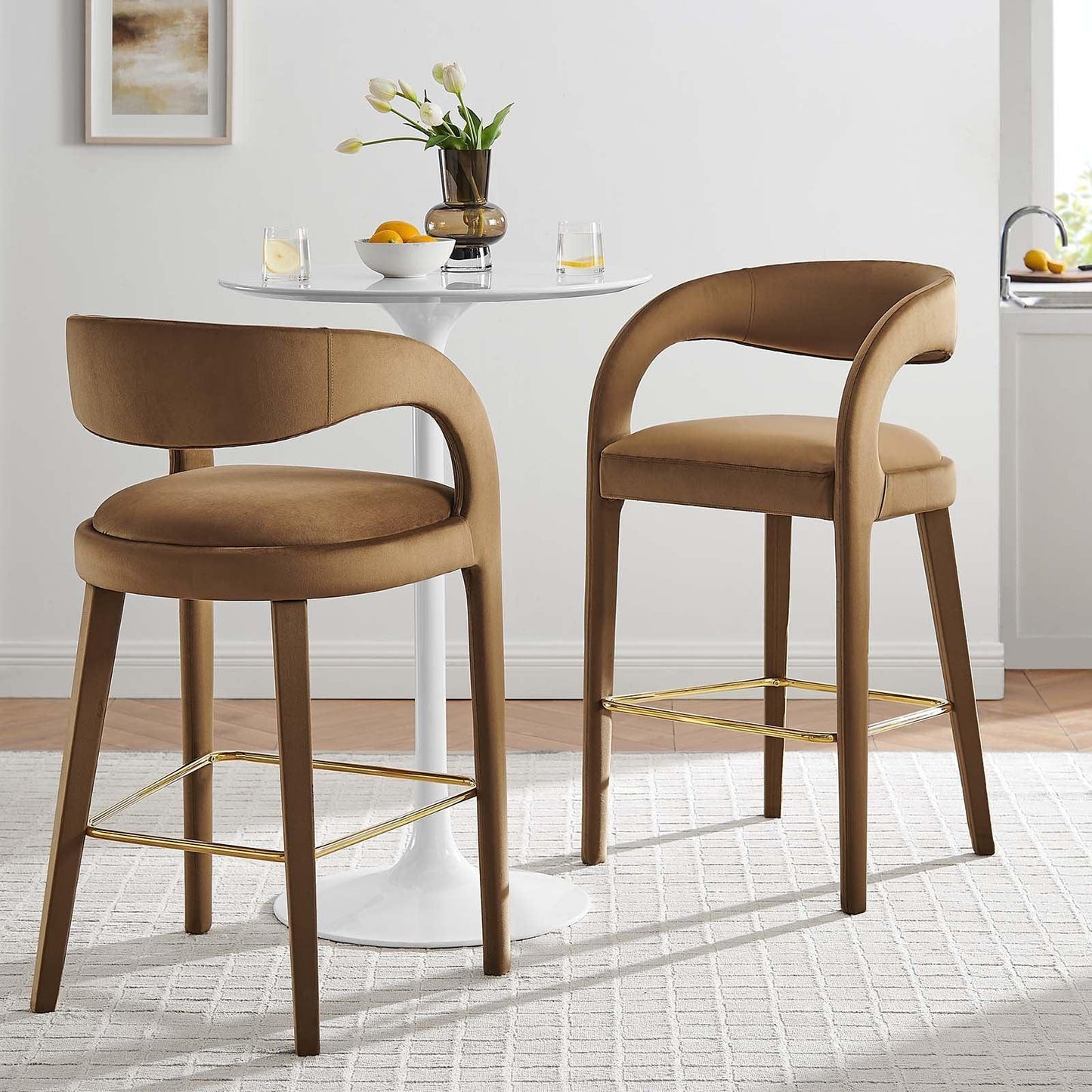 Modway Pinnacle Performance Velvet Bar Stool Set of Two, EEI-6569 FredCo