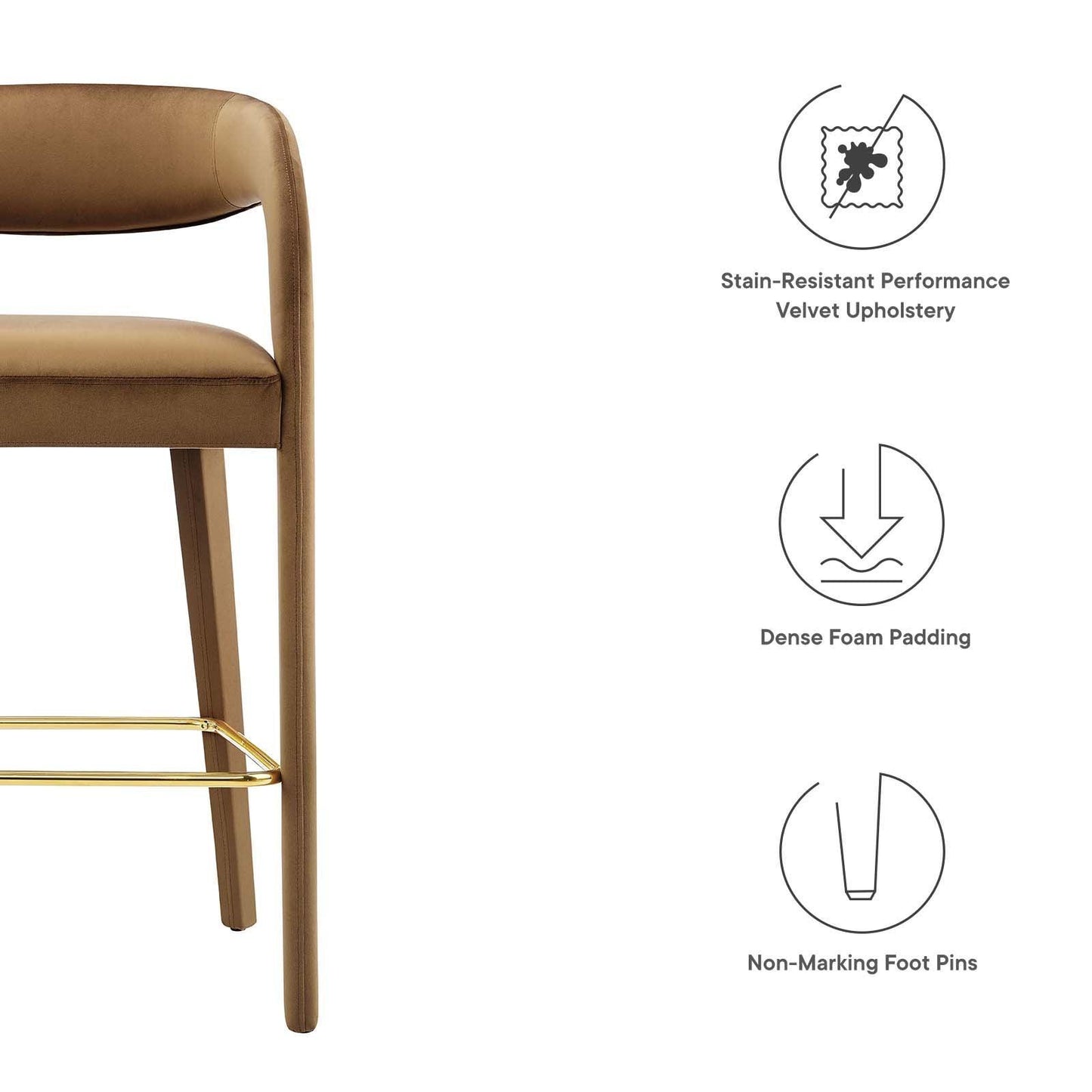 Modway Pinnacle Performance Velvet Bar Stool Set of Two, EEI-6569 FredCo