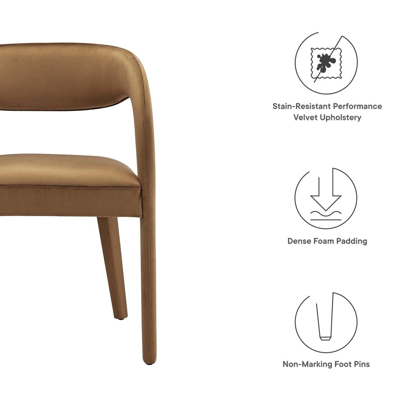 Modway Pinnacle Performance Velvet Dining Chair Set of Two, EEI-6563 FredCo