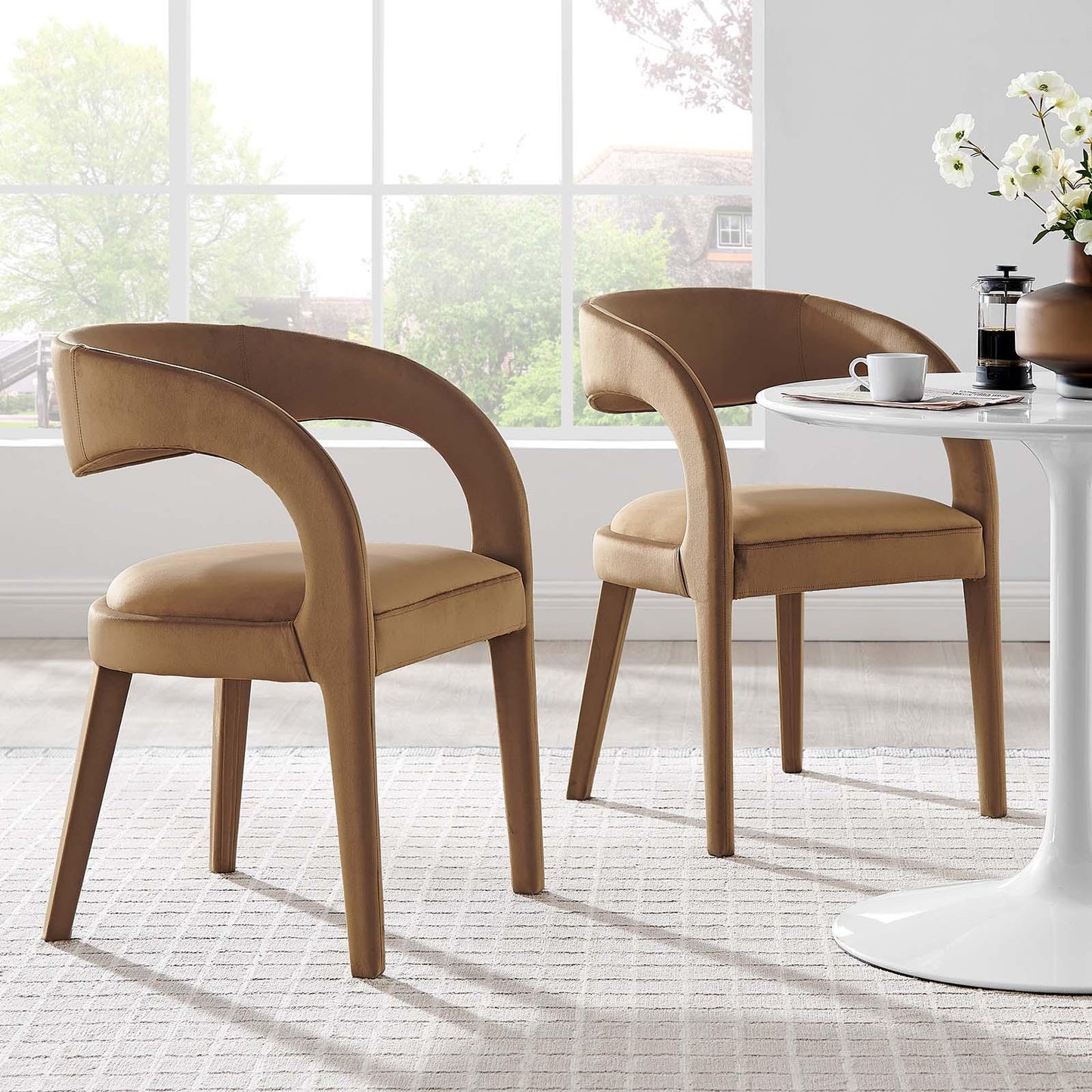 Modway Pinnacle Performance Velvet Dining Chair Set of Two, EEI-6563 FredCo