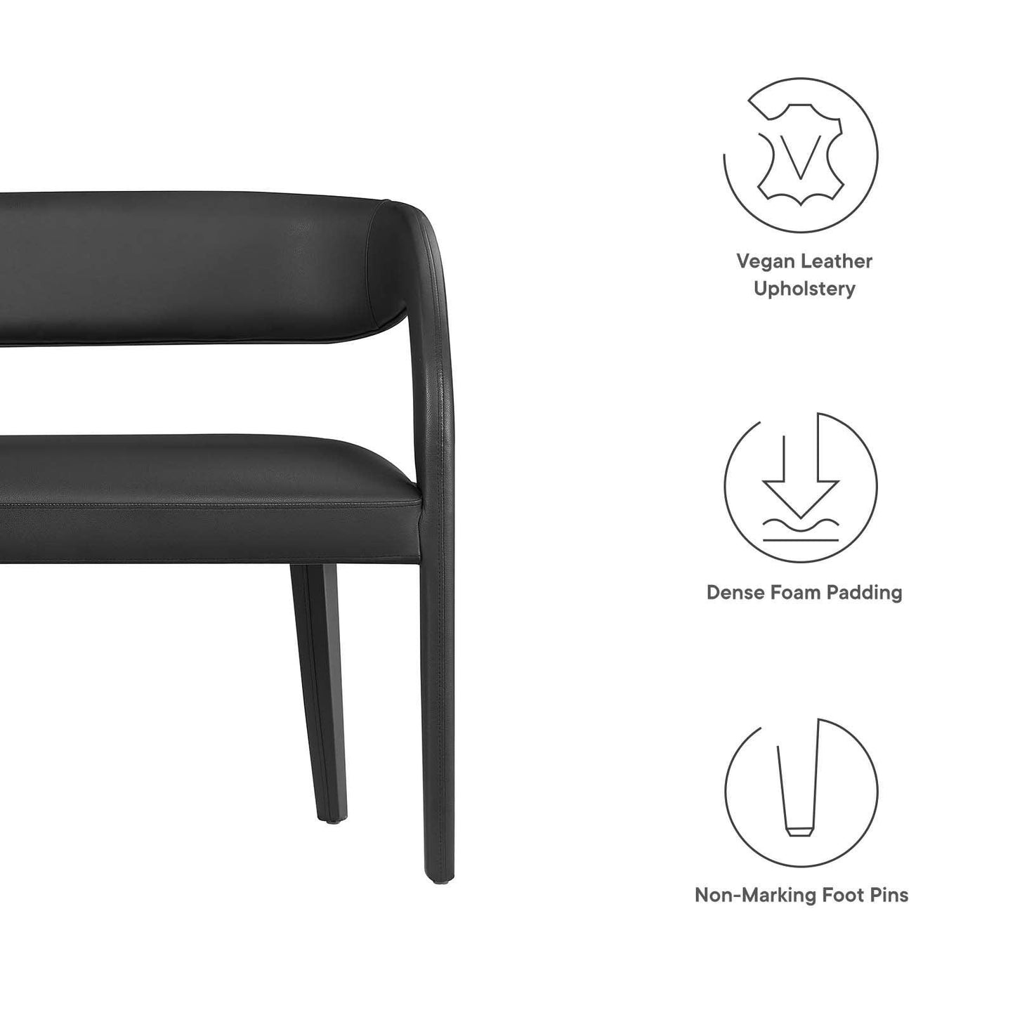 Modway Pinnacle Vegan Leather Accent Bench, EEI-6570 FredCo