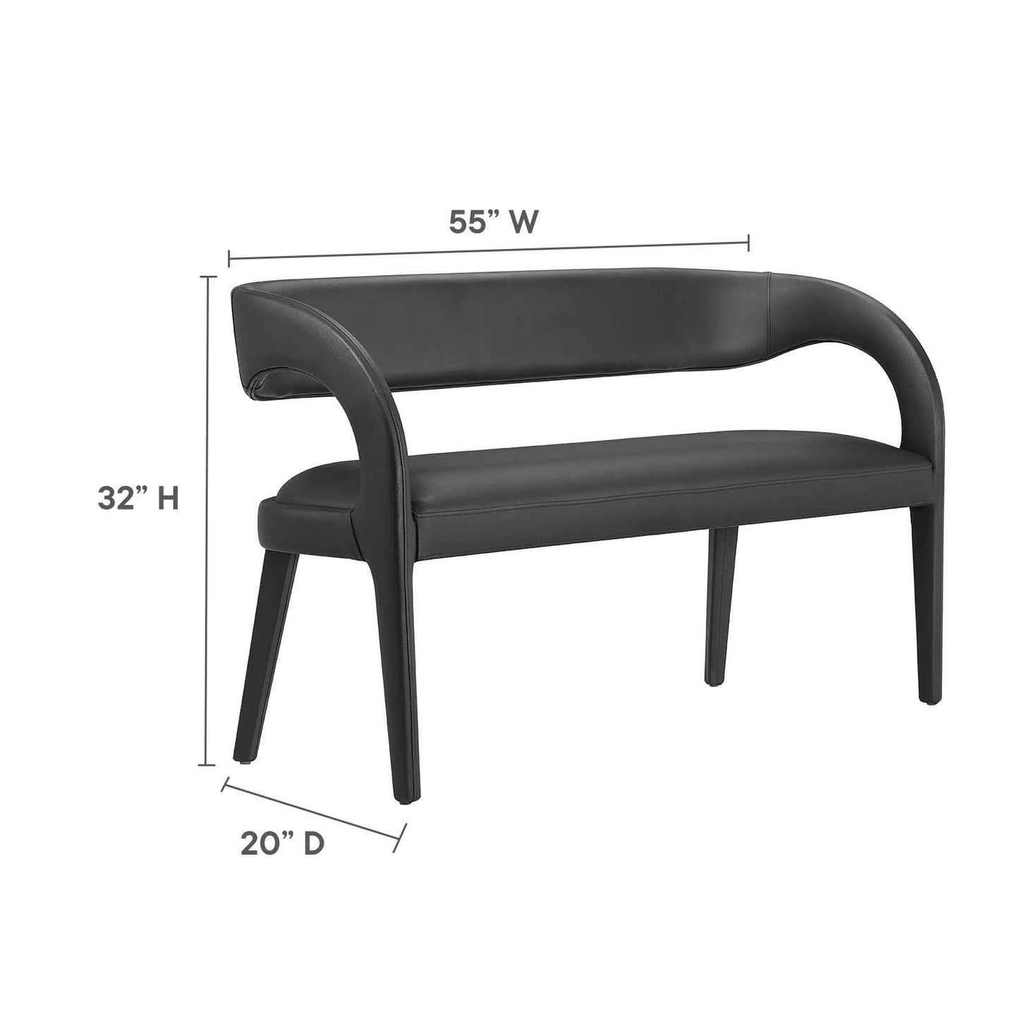Modway Pinnacle Vegan Leather Accent Bench, EEI-6570 FredCo