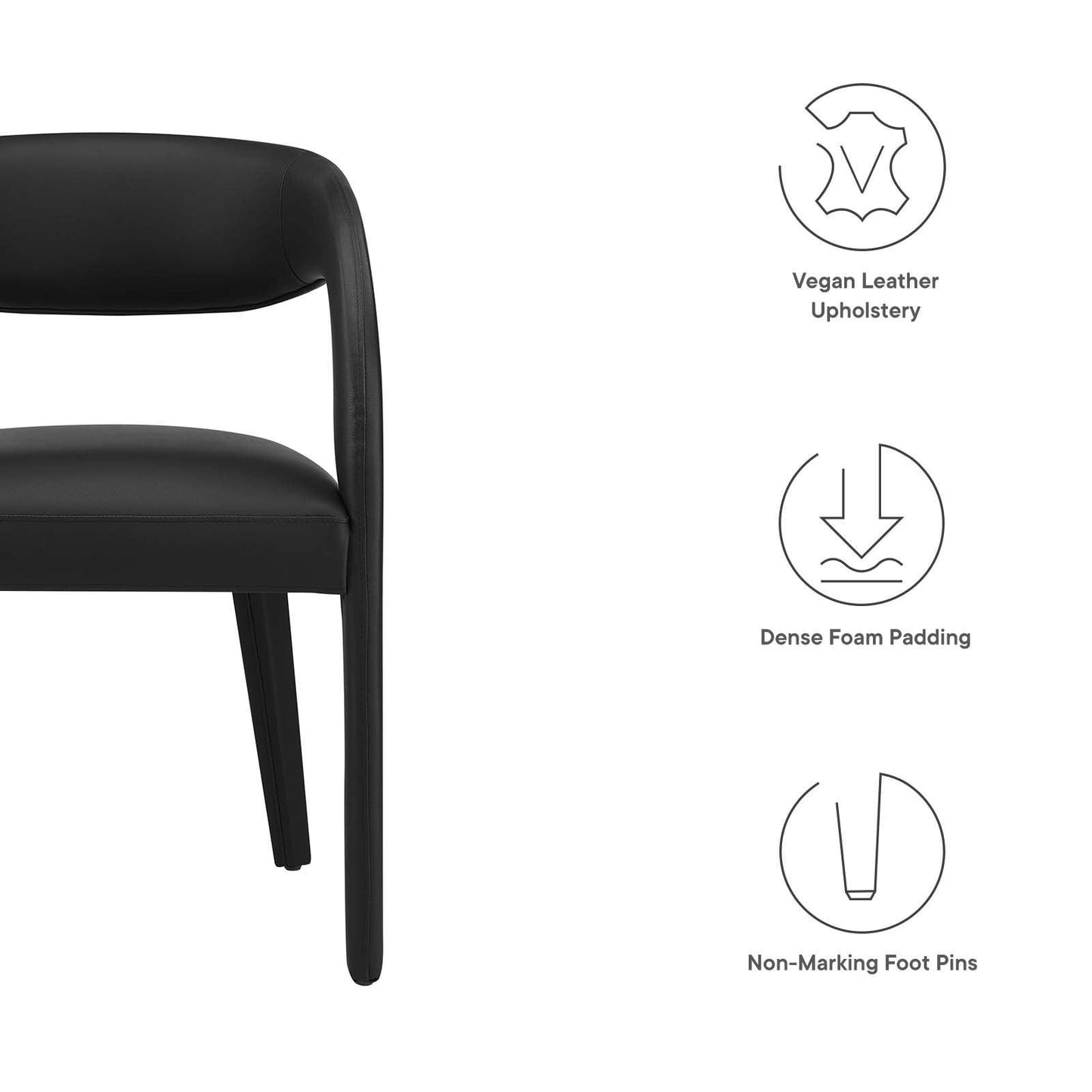 Modway Pinnacle Vegan Leather Dining Chair Set of Two, EEI-6561 FredCo