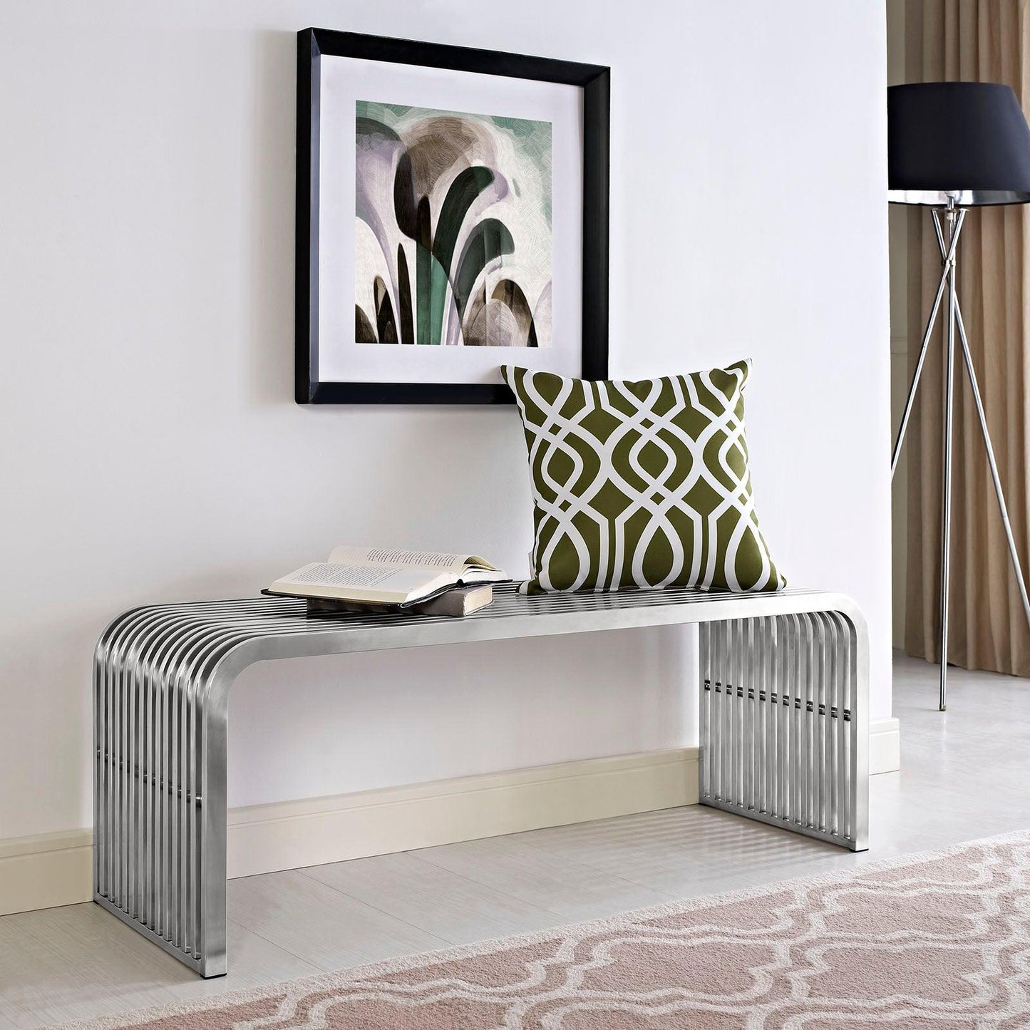 Modway Pipe 47" Stainless Steel Bench FredCo