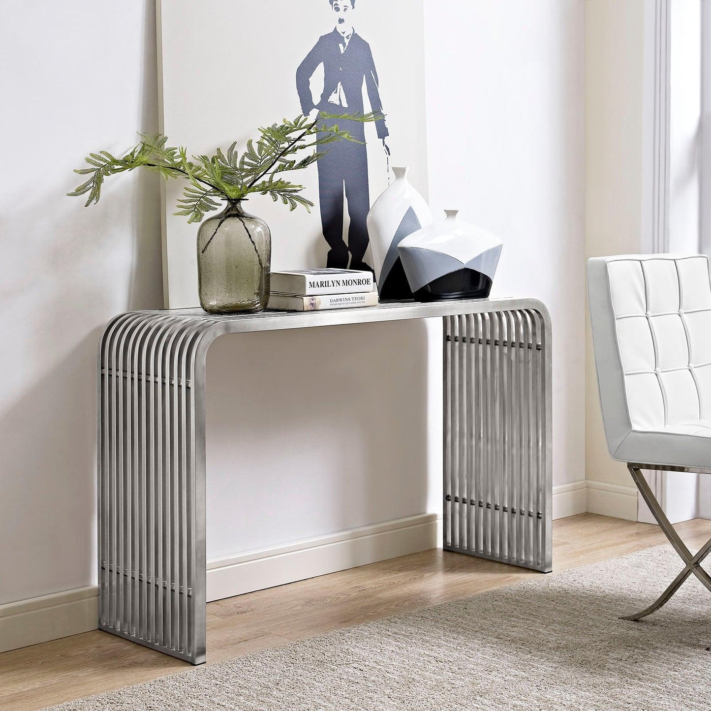 Modway Pipe Stainless Steel Console Table FredCo