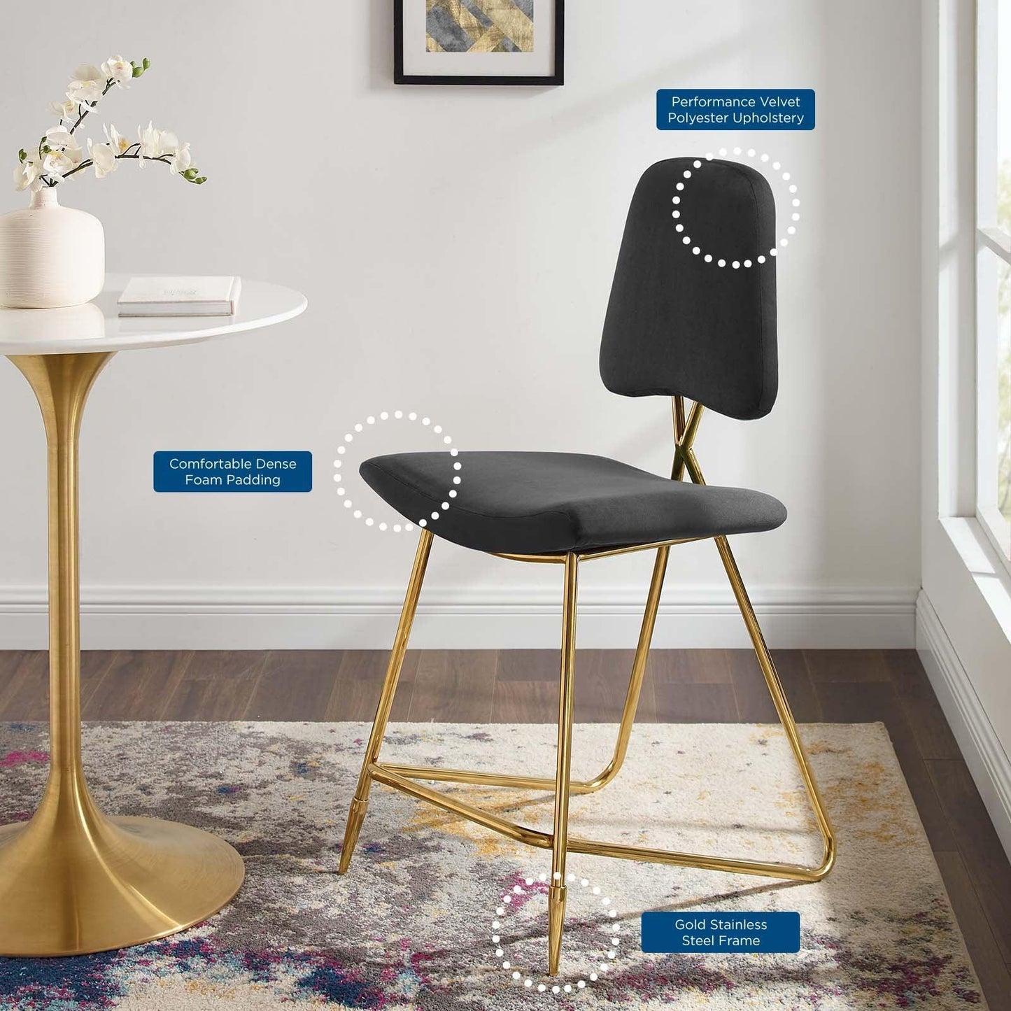 Modway Ponder Performance Velvet Counter Stool FredCo