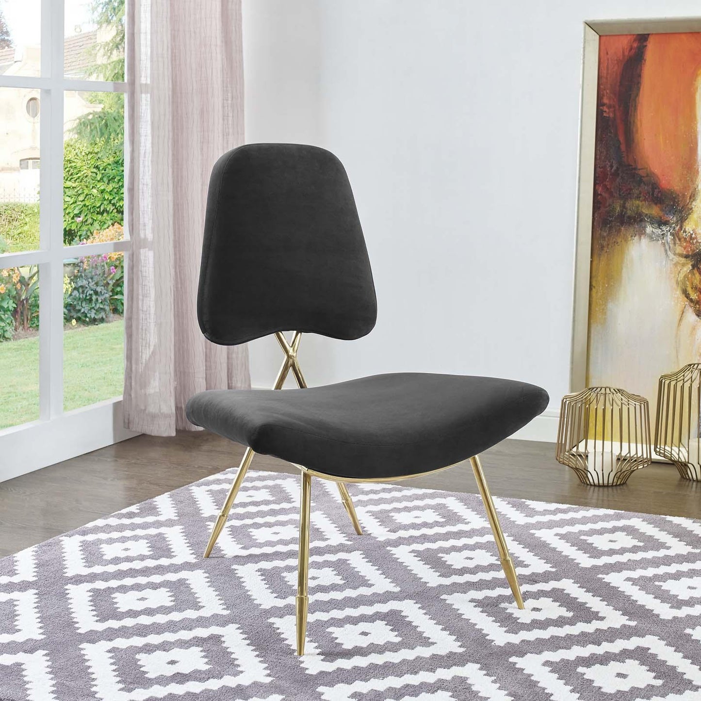Modway Ponder Performance Velvet Lounge Chair FredCo
