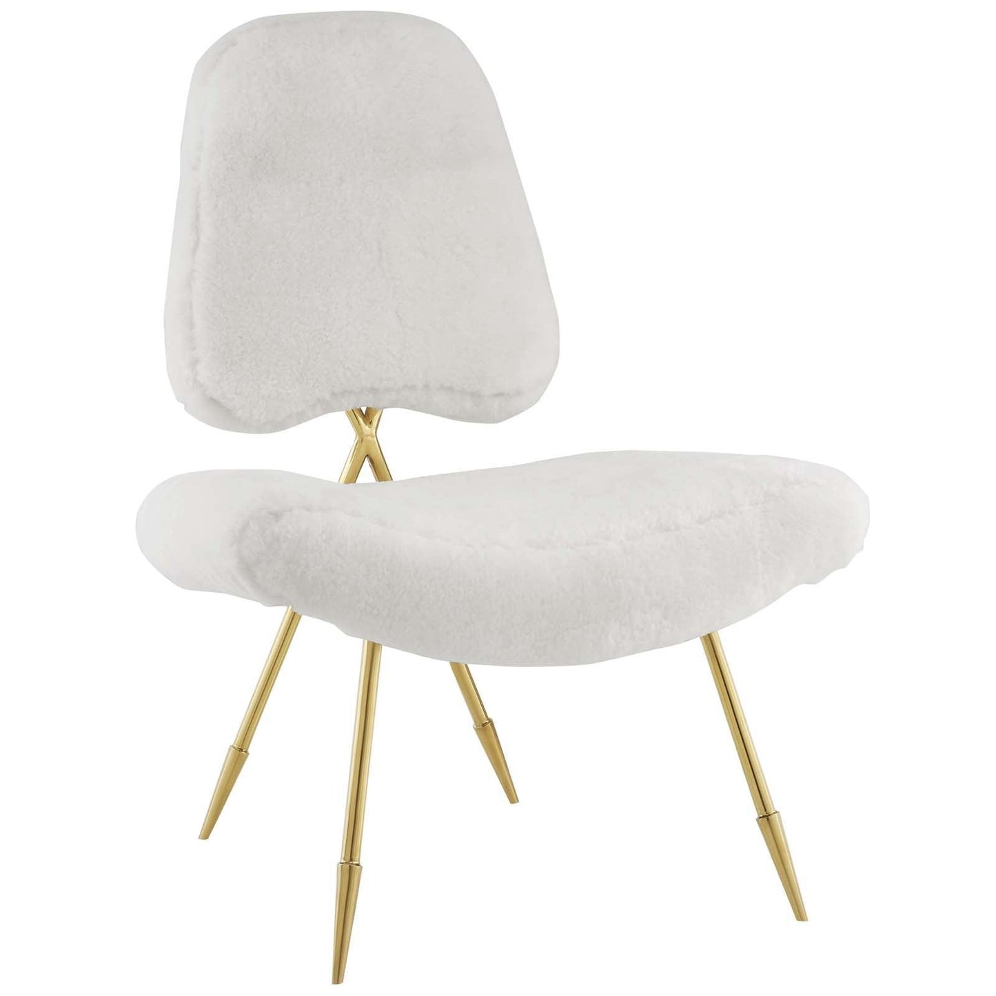 Modway Ponder Upholstered Sheepskin Fur Lounge Chair FredCo