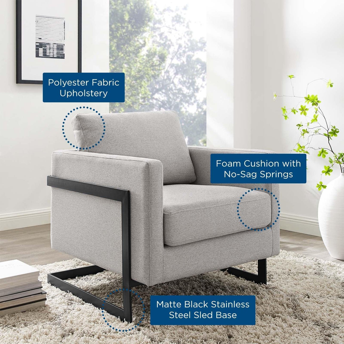 Modway Posse Upholstered Fabric Accent Chair FredCo