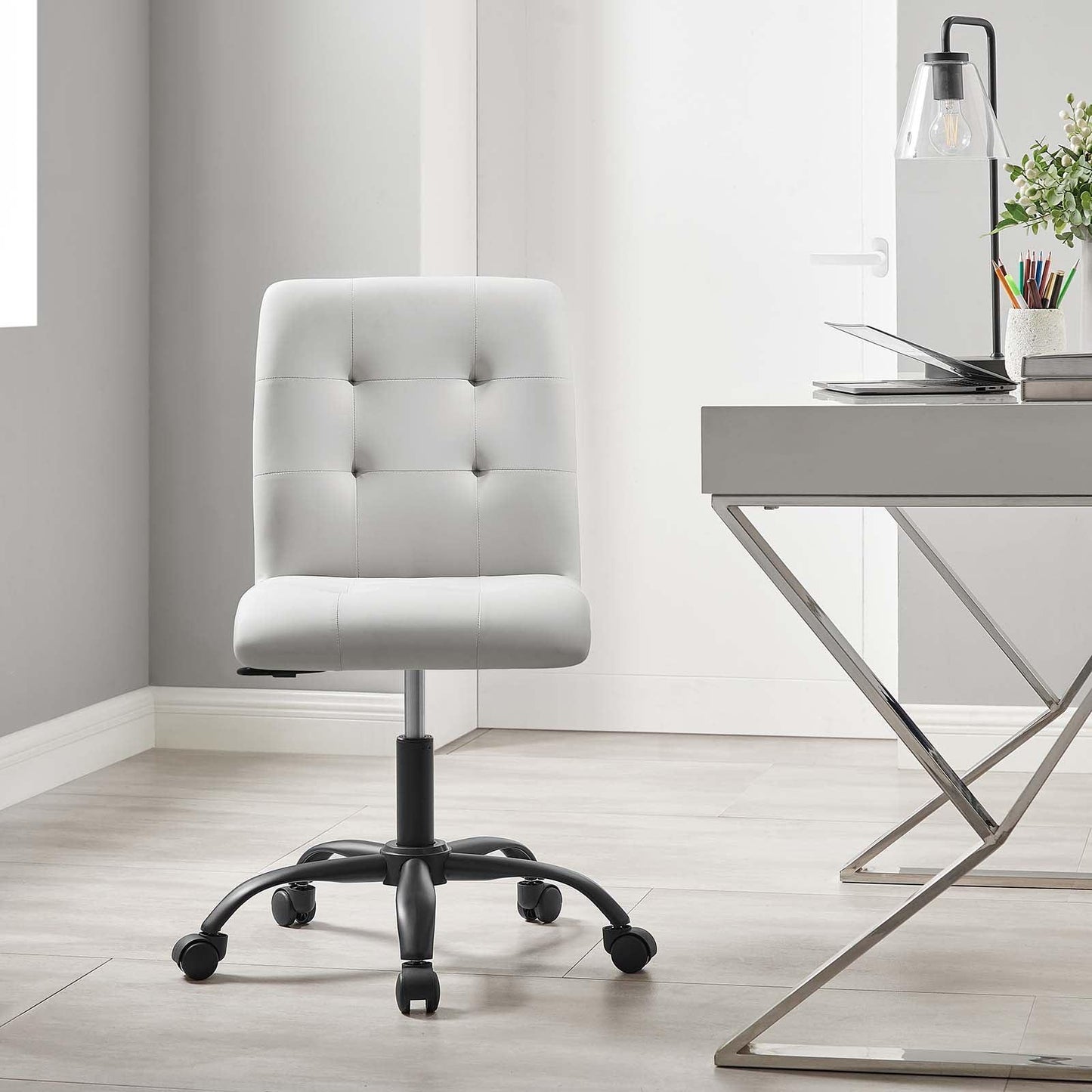 Modway Prim Armless Vegan Leather Office Chair FredCo