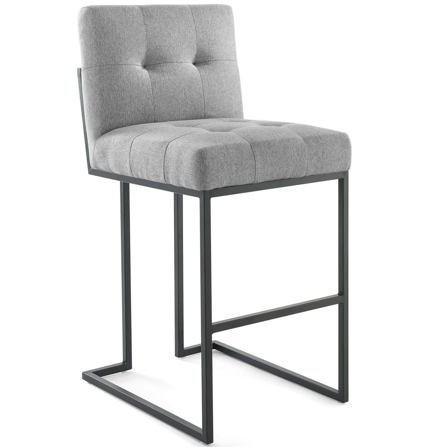Modway Privy Black Stainless Steel Upholstered Fabric Bar Stool FredCo