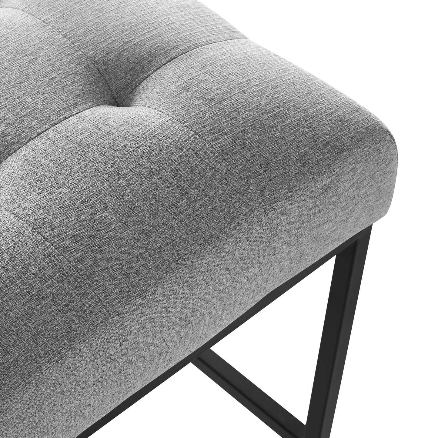 Modway Privy Black Stainless Steel Upholstered Fabric Bar Stool FredCo