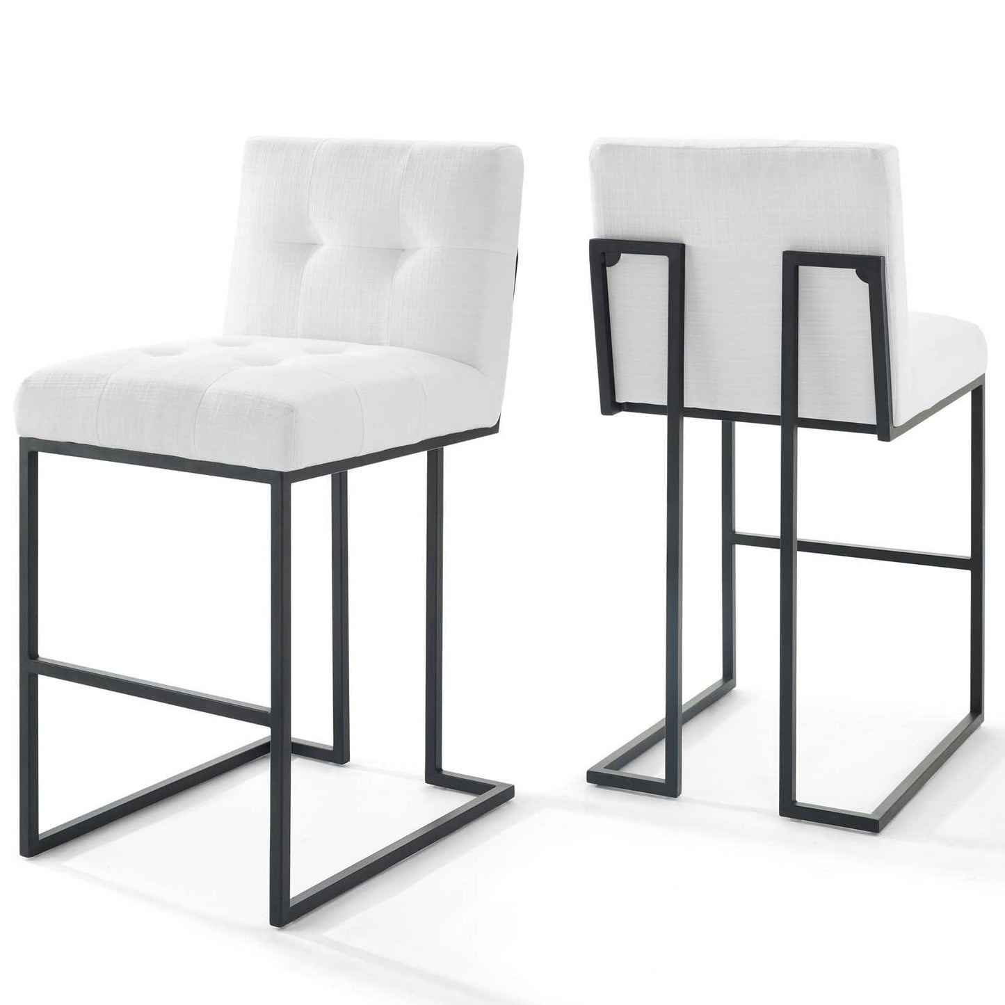 Modway Privy Black Stainless Steel Upholstered Fabric Bar Stool Set of 2 FredCo