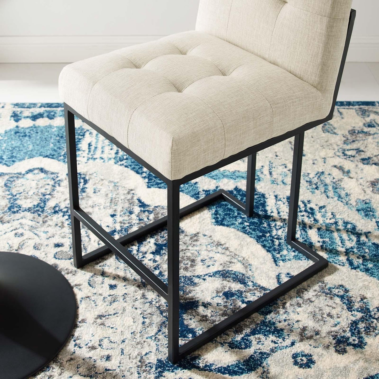 Modway Privy Black Stainless Steel Upholstered Fabric Counter Stool FredCo