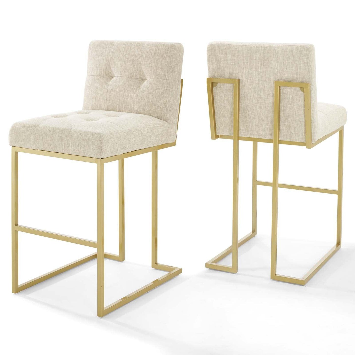 Modway Privy Gold Stainless Steel Performance Velvet Bar Stool Set of 2, EEI-4157 FredCo
