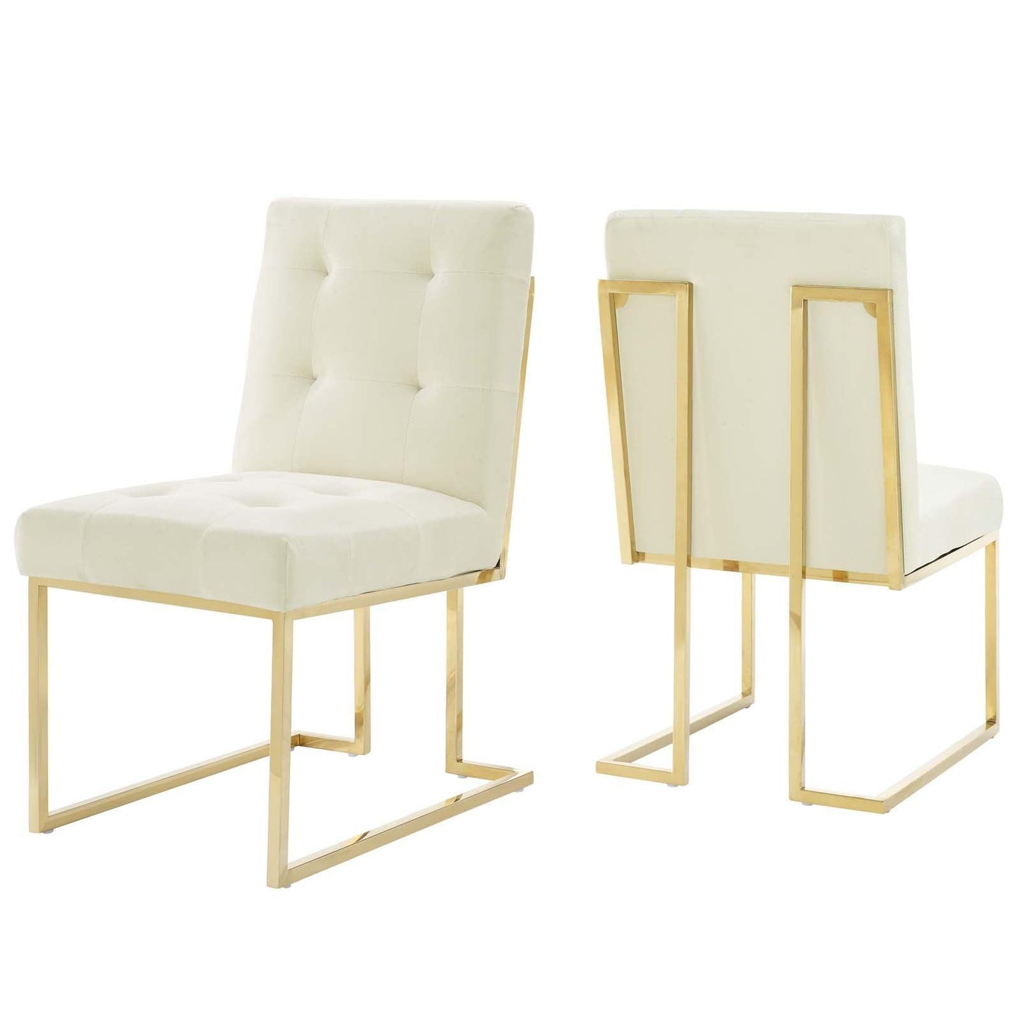 Modway Privy Gold Stainless Steel Performance Velvet Dining Chair Set of 2 FredCo
