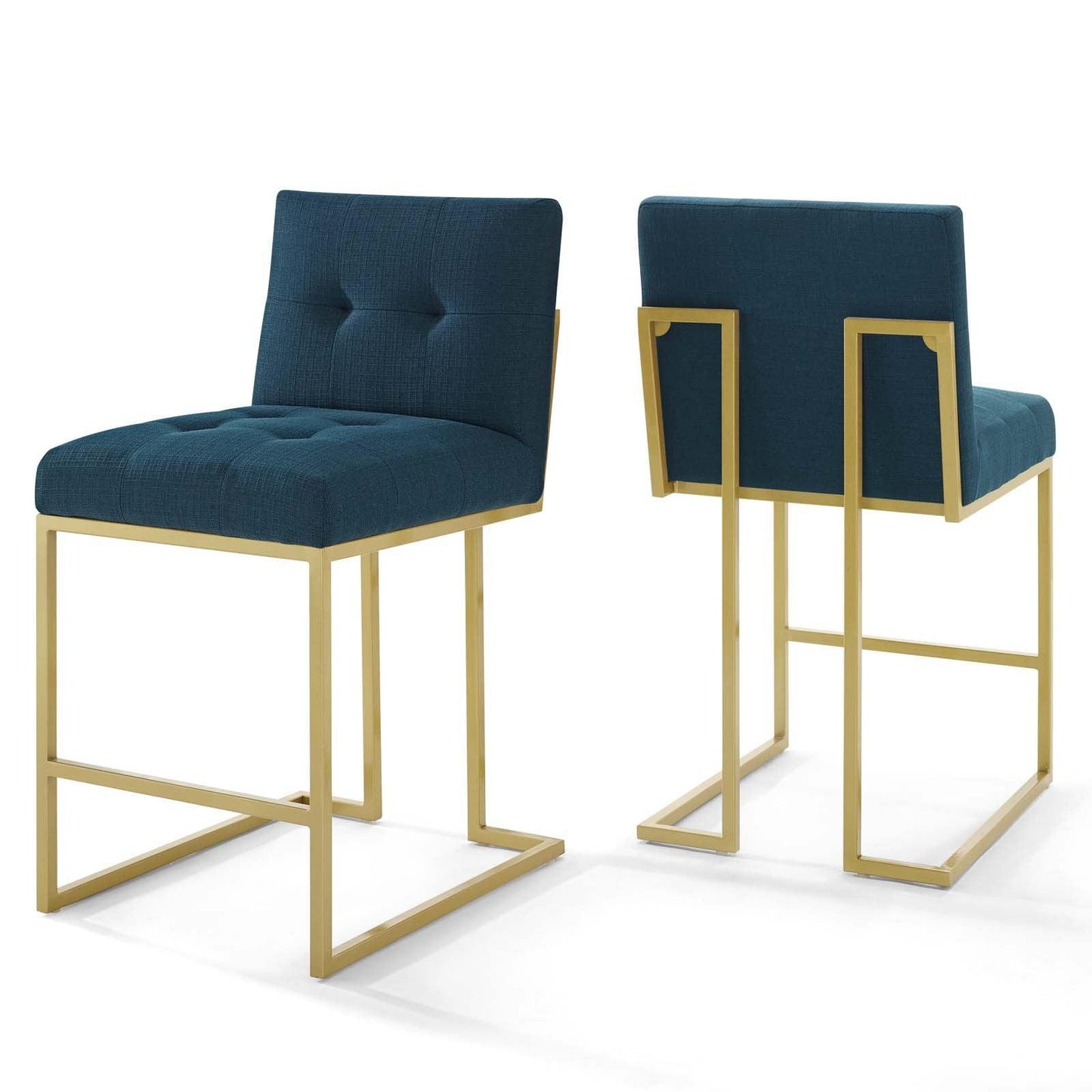 Modway Privy Gold Stainless Steel Upholstered Fabric Counter Stool Set of 2 FredCo