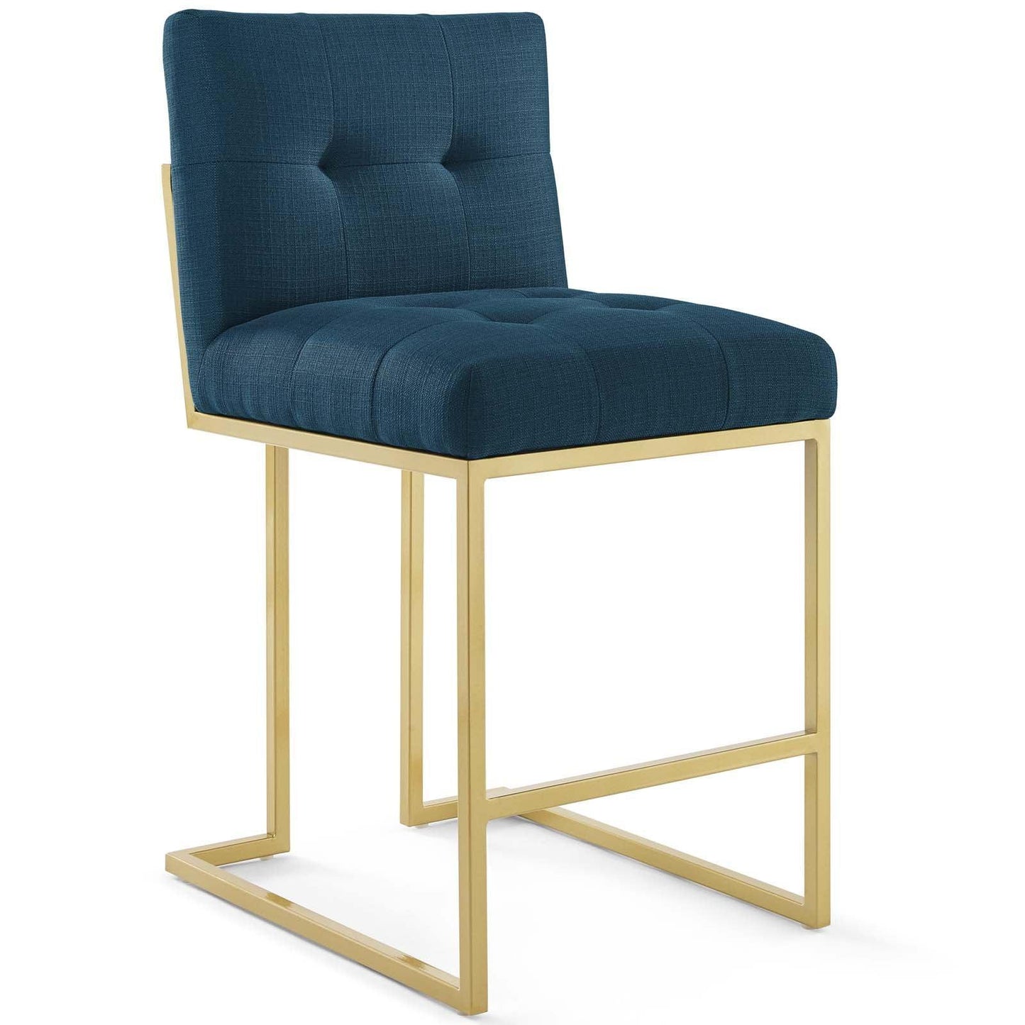 Modway Privy Gold Stainless Steel Upholstered Fabric Counter Stool Set of 2 FredCo
