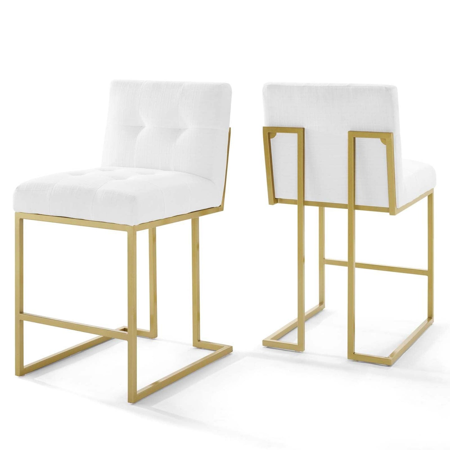 Modway Privy Gold Stainless Steel Upholstered Fabric Counter Stool Set of 2 FredCo