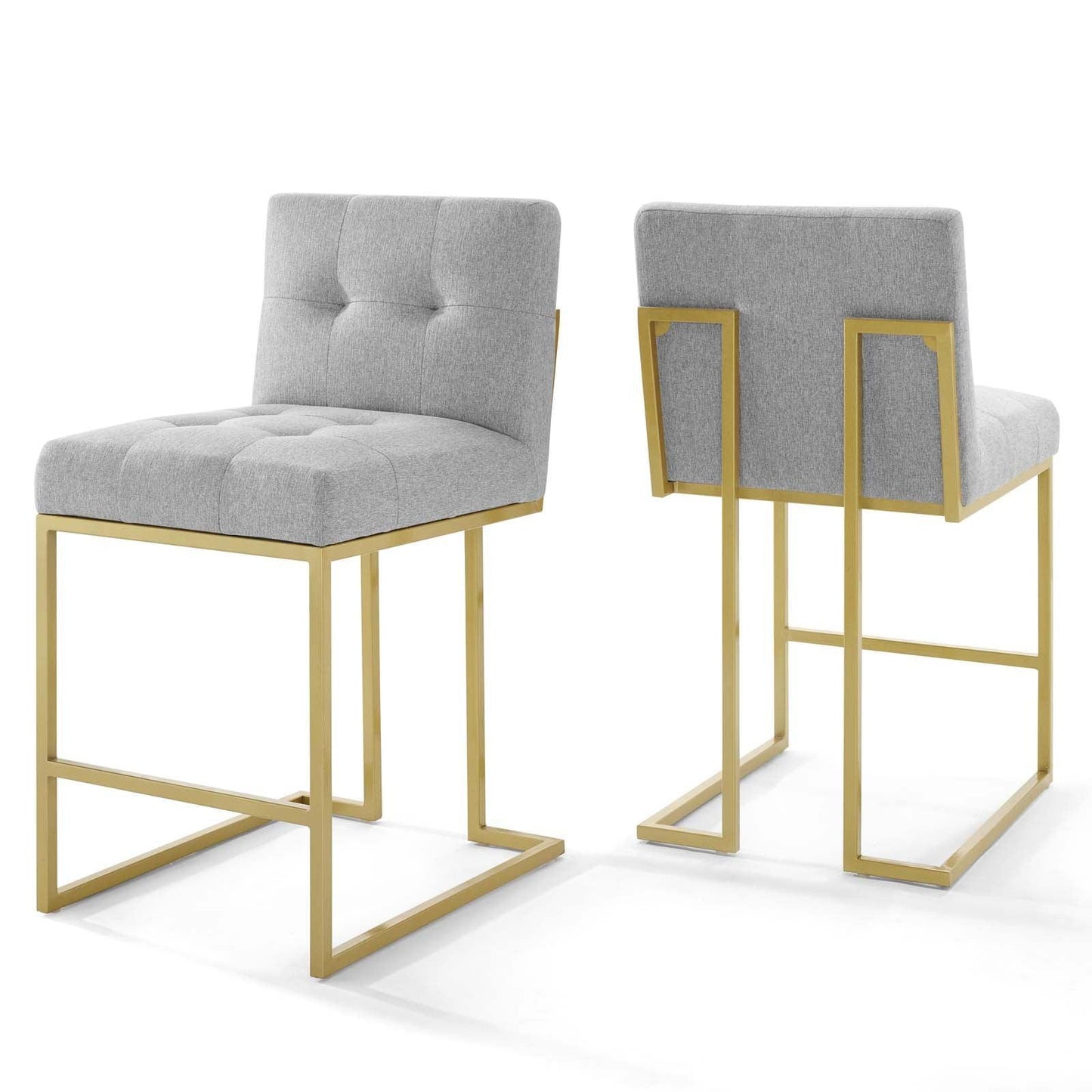 Modway Privy Gold Stainless Steel Upholstered Fabric Counter Stool Set of 2 FredCo