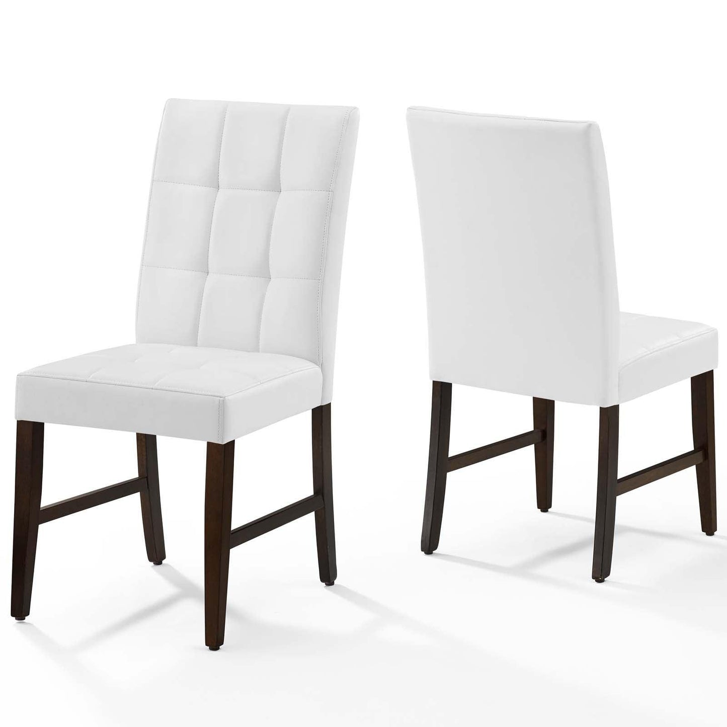 Modway Promulgate Biscuit Tufted Upholstered Faux Leather Dining Side Chair Set of 2 FredCo