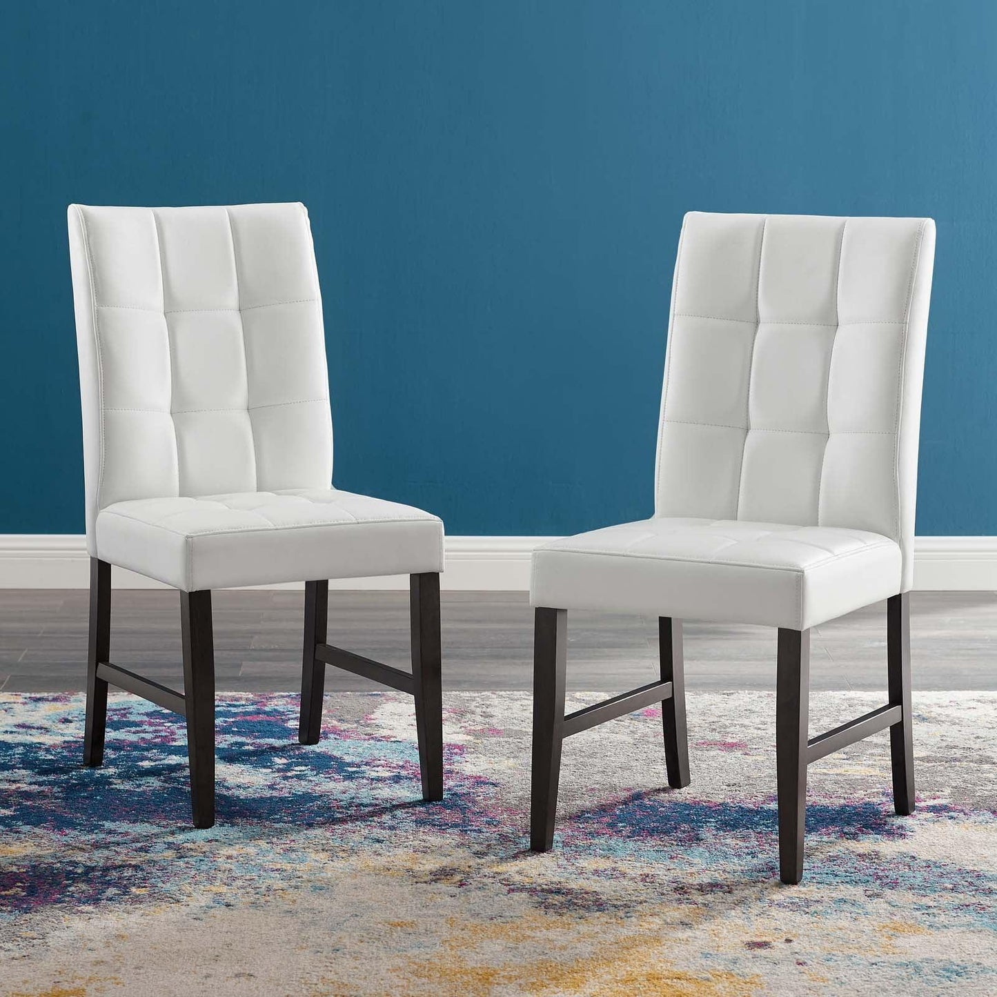 Modway Promulgate Biscuit Tufted Upholstered Faux Leather Dining Side Chair Set of 2 FredCo
