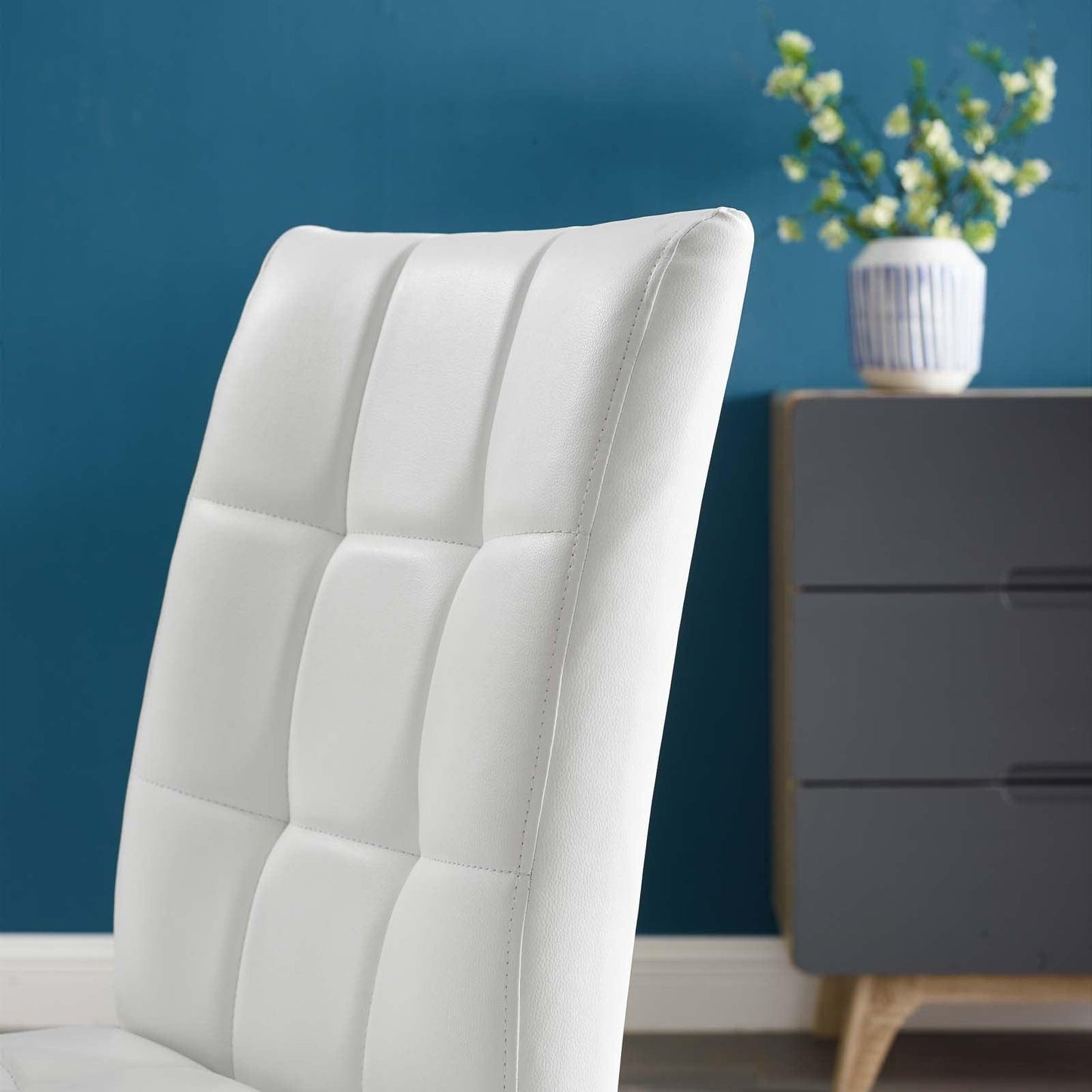 Modway Promulgate Biscuit Tufted Upholstered Faux Leather Dining Side Chair Set of 2 FredCo