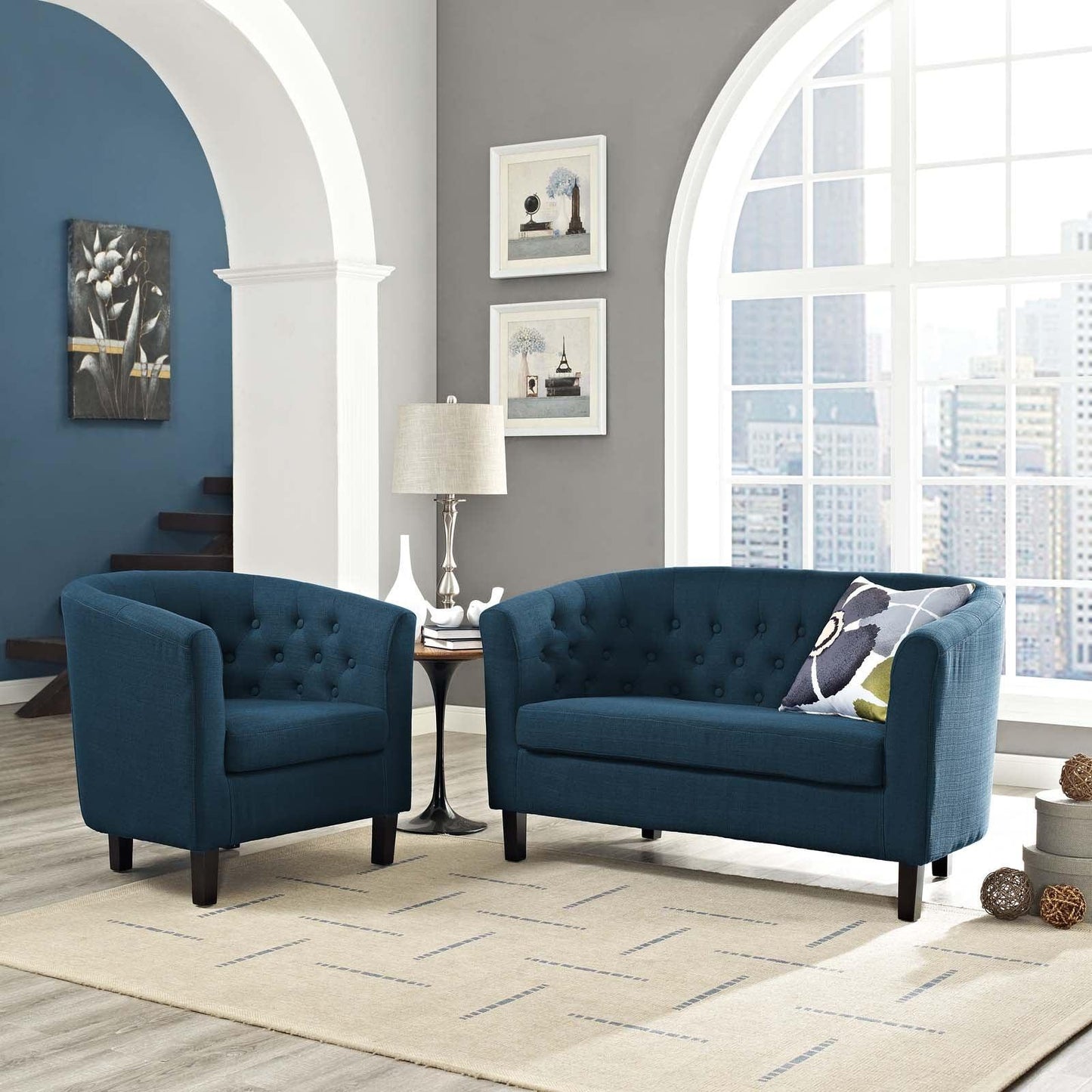 Modway Prospect 2 Piece Upholstered Fabric Loveseat and Armchair Set FredCo