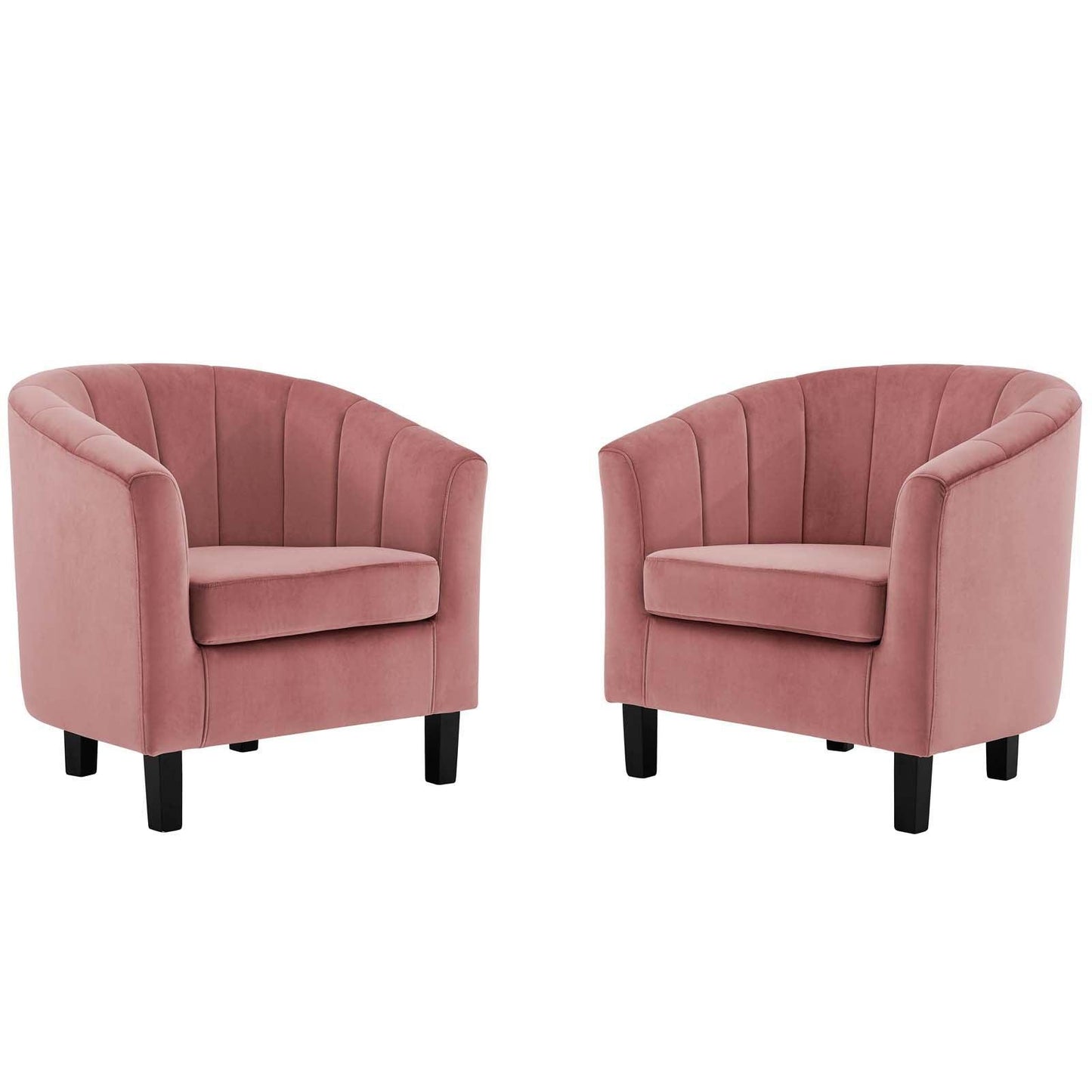 Modway Prospect Channel Tufted Performance Velvet Armchair Set of 2 FredCo