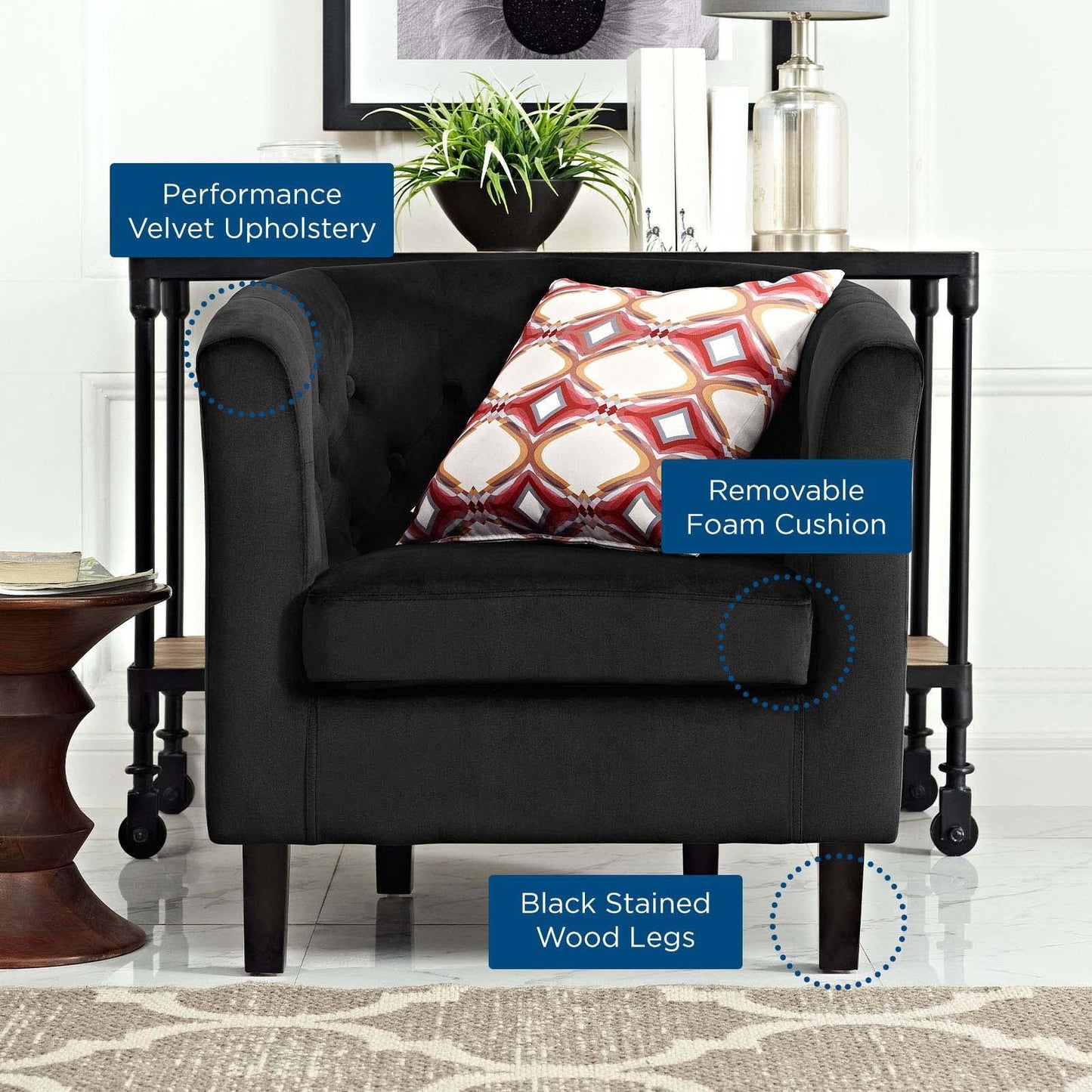 Modway Prospect Performance Velvet Armchair FredCo