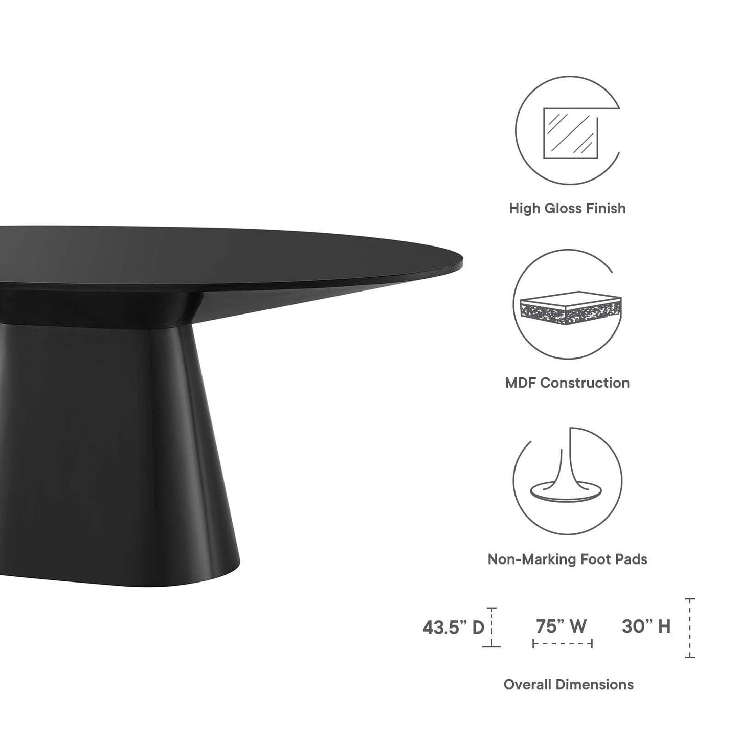 Modway Provision 75" Oval Dining Table FredCo