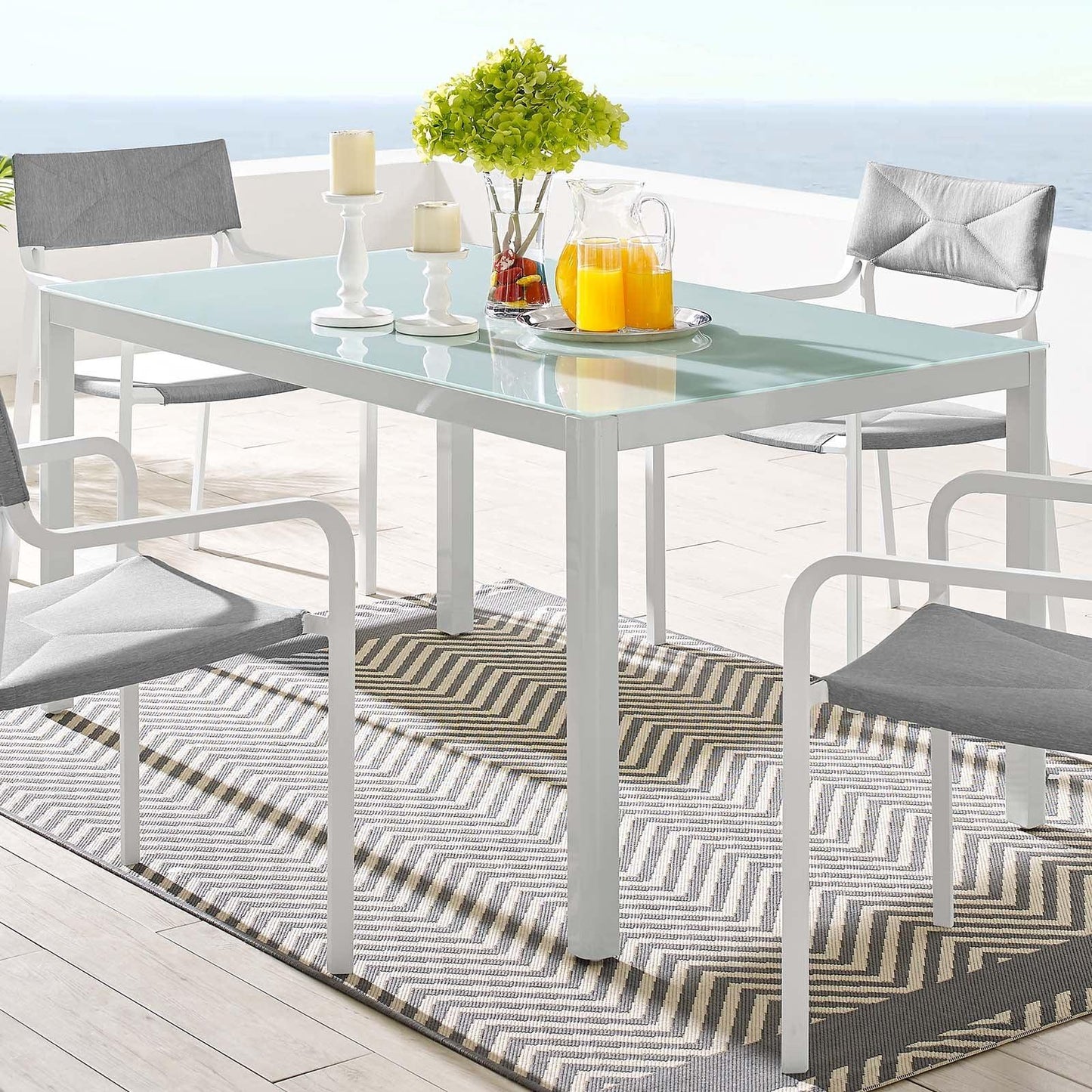 Modway Raleigh 59" Outdoor Patio Aluminum Dining Table FredCo
