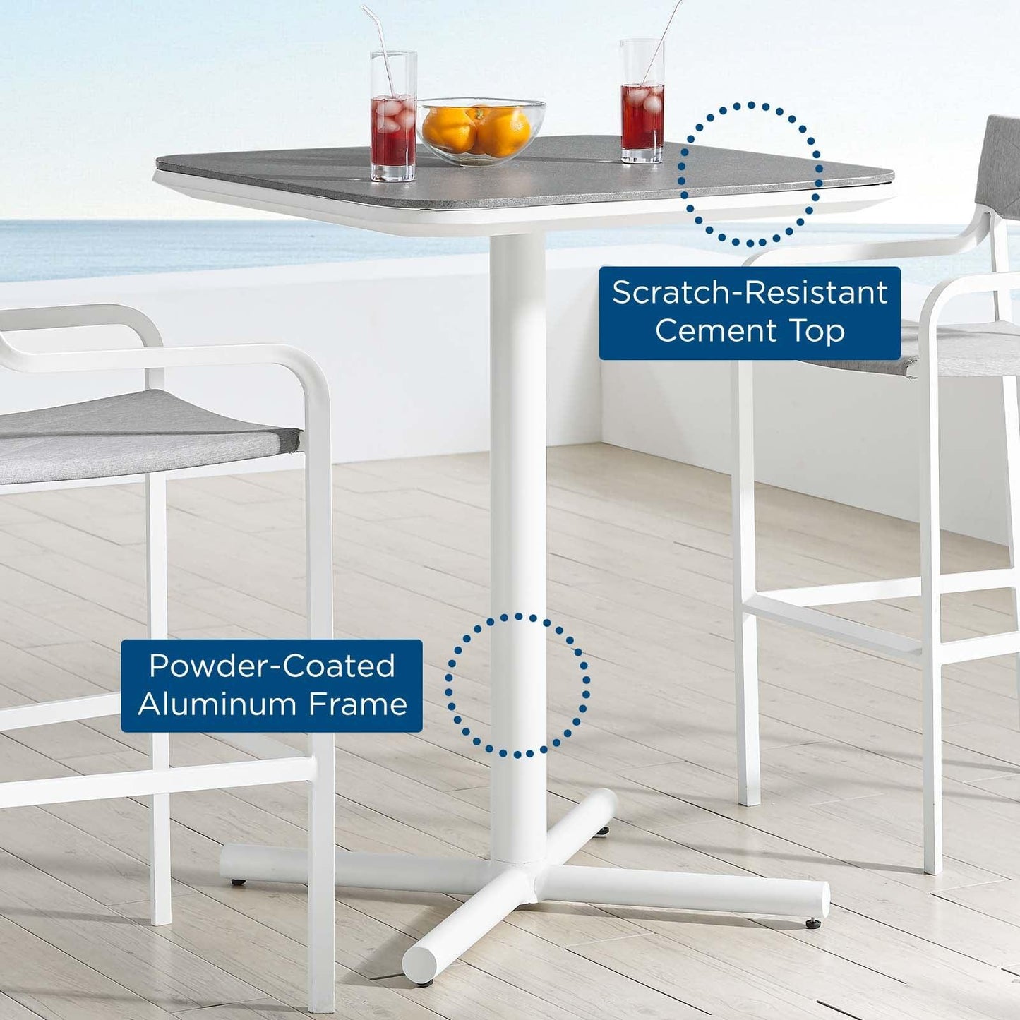 Modway Raleigh Outdoor Patio Aluminum Bar Table FredCo