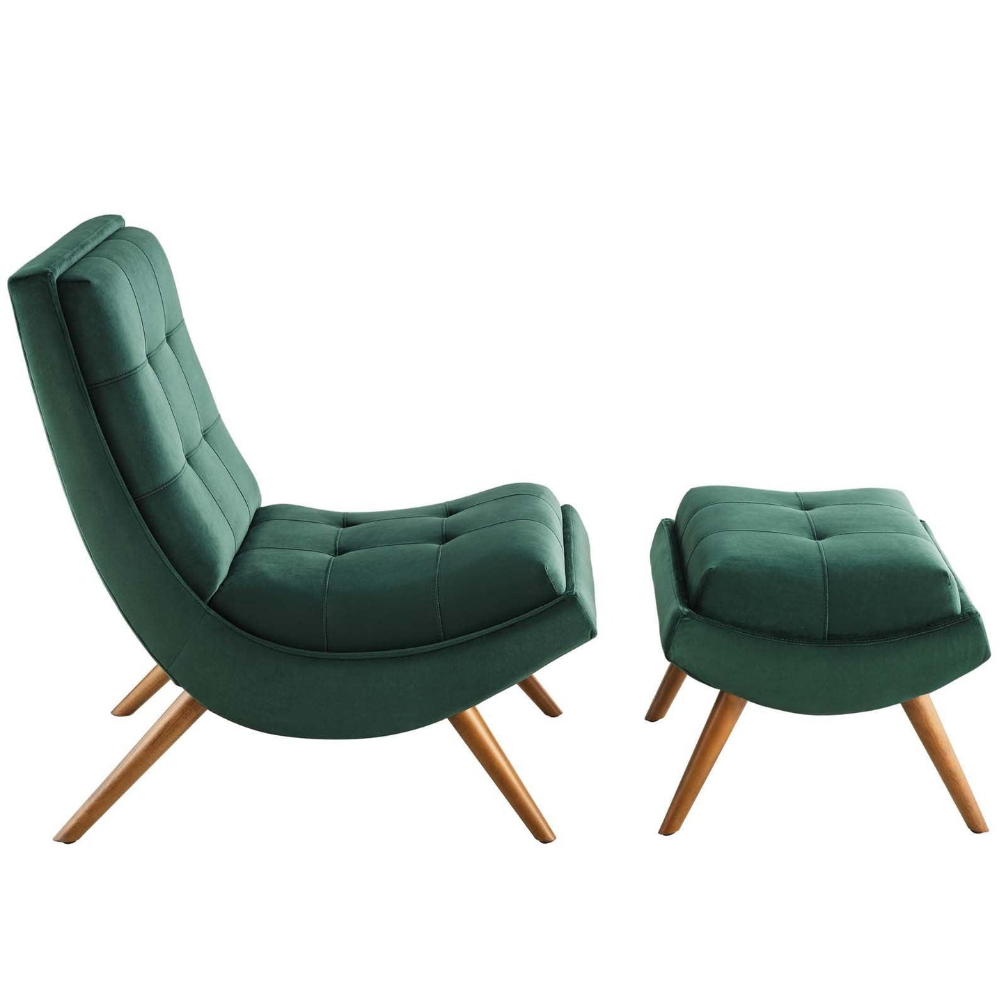 Modway Ramp Upholstered Performance Velvet Lounge Chair and Ottoman Set FredCo