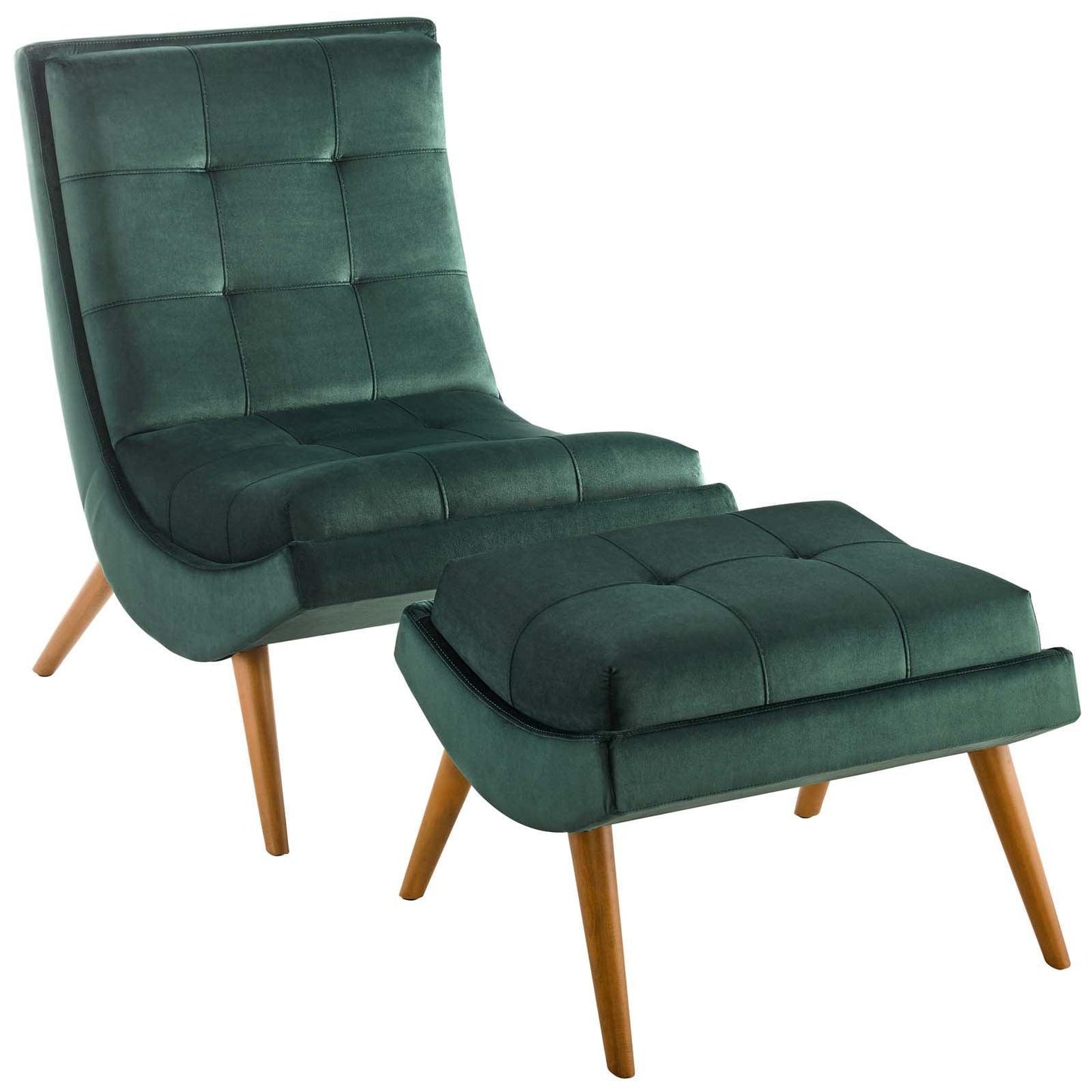 Modway Ramp Upholstered Performance Velvet Lounge Chair and Ottoman Set FredCo