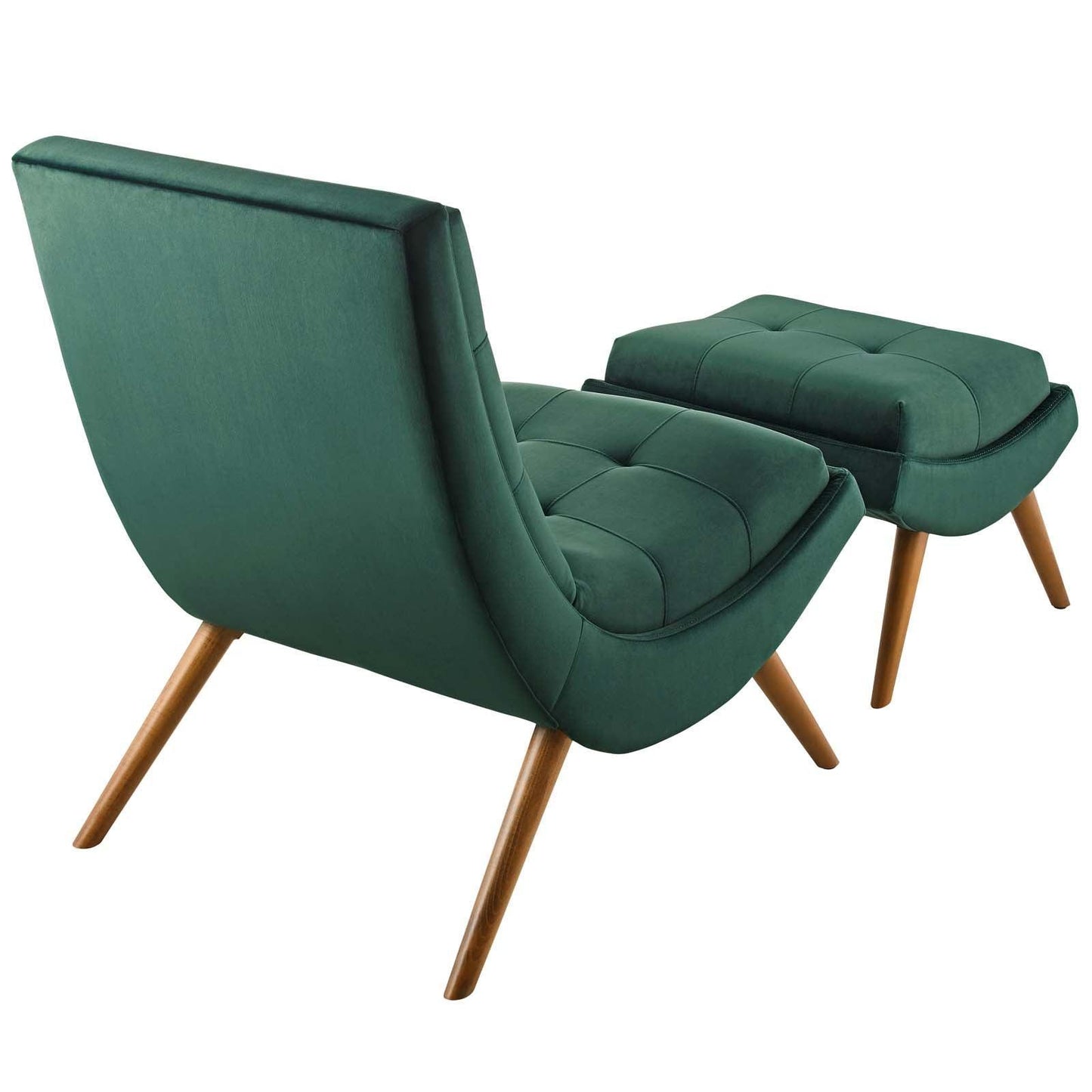 Modway Ramp Upholstered Performance Velvet Lounge Chair and Ottoman Set FredCo