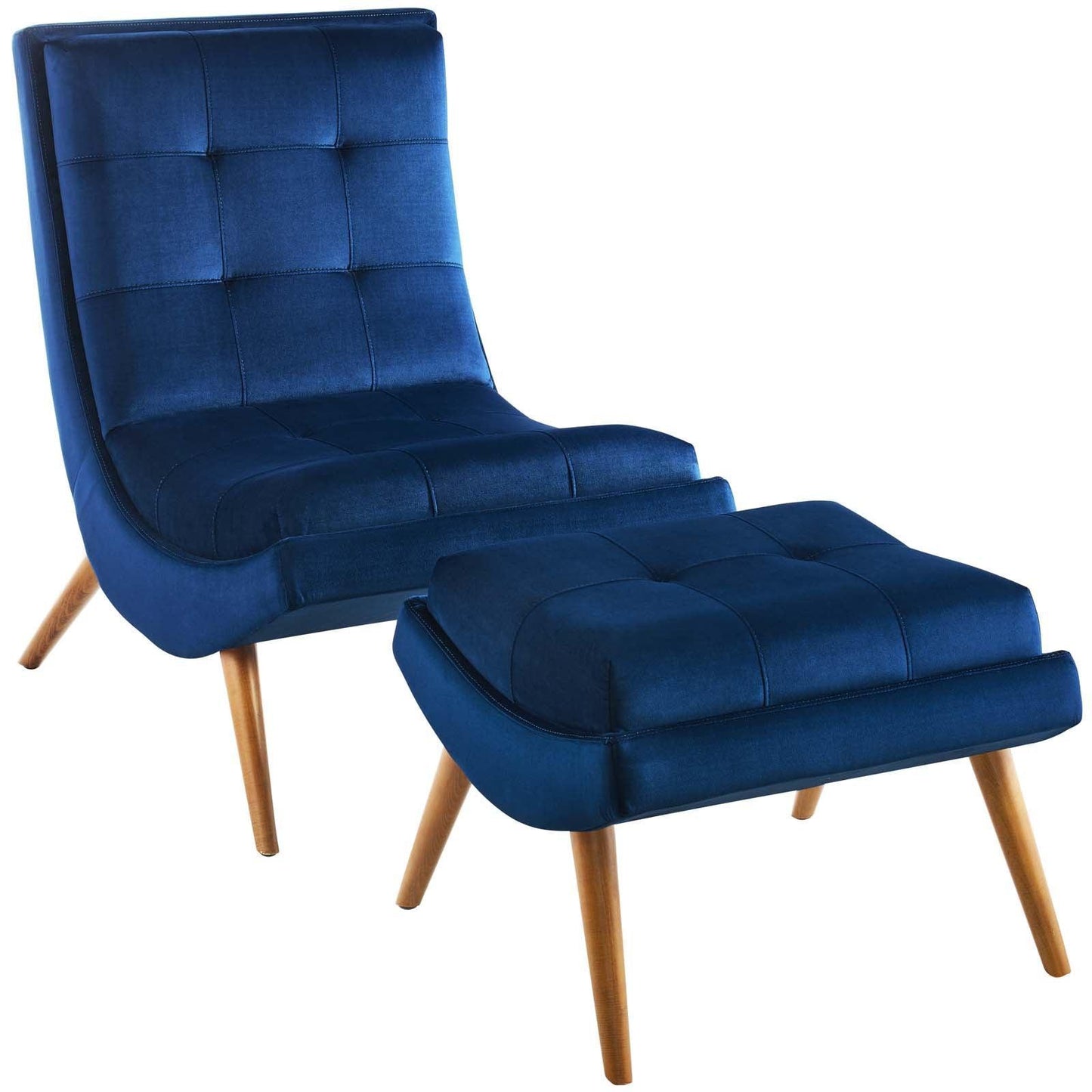 Modway Ramp Upholstered Performance Velvet Lounge Chair and Ottoman Set FredCo