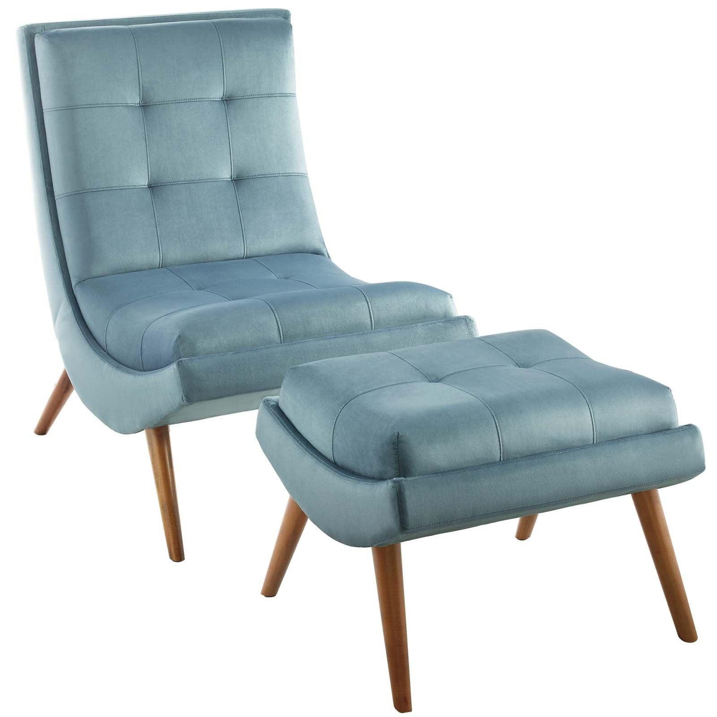 Modway Ramp Upholstered Performance Velvet Lounge Chair and Ottoman Set FredCo