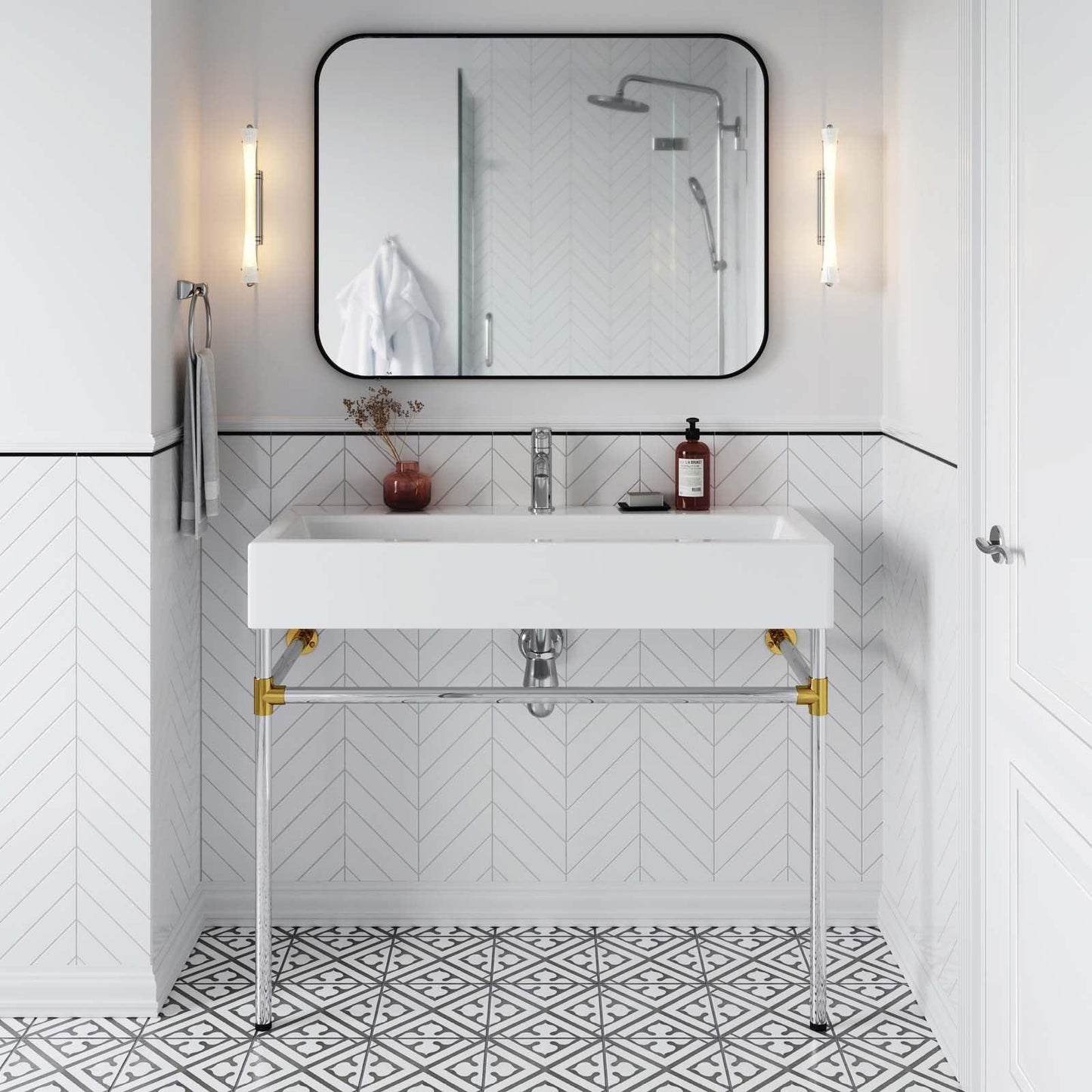 Modway Redeem 40" Silver Stainless Steel Wall-Mount Bathroom Vanity FredCo